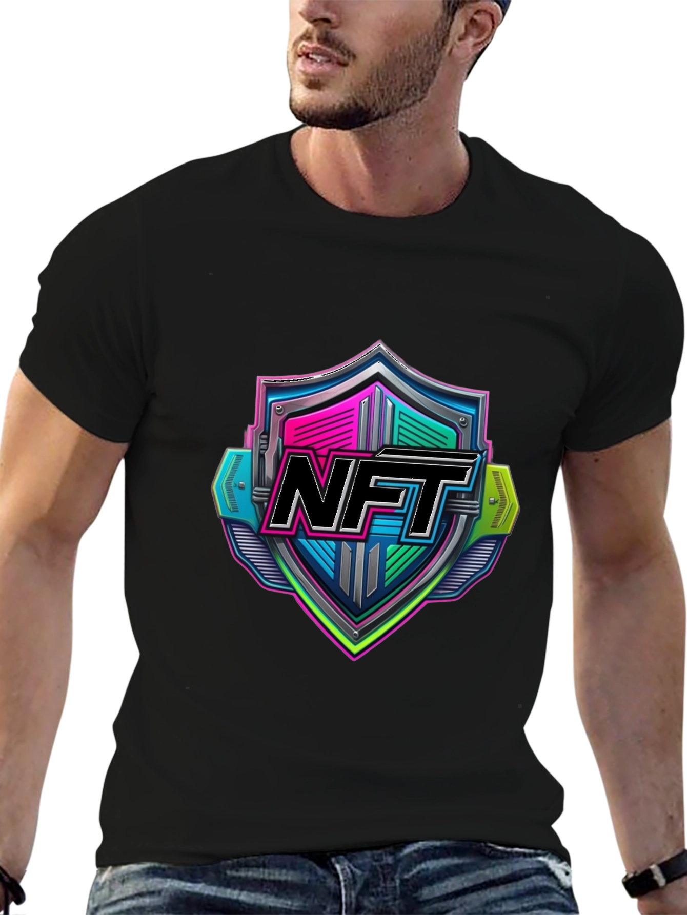 NFT Shield Graphic T-Shirt - Black