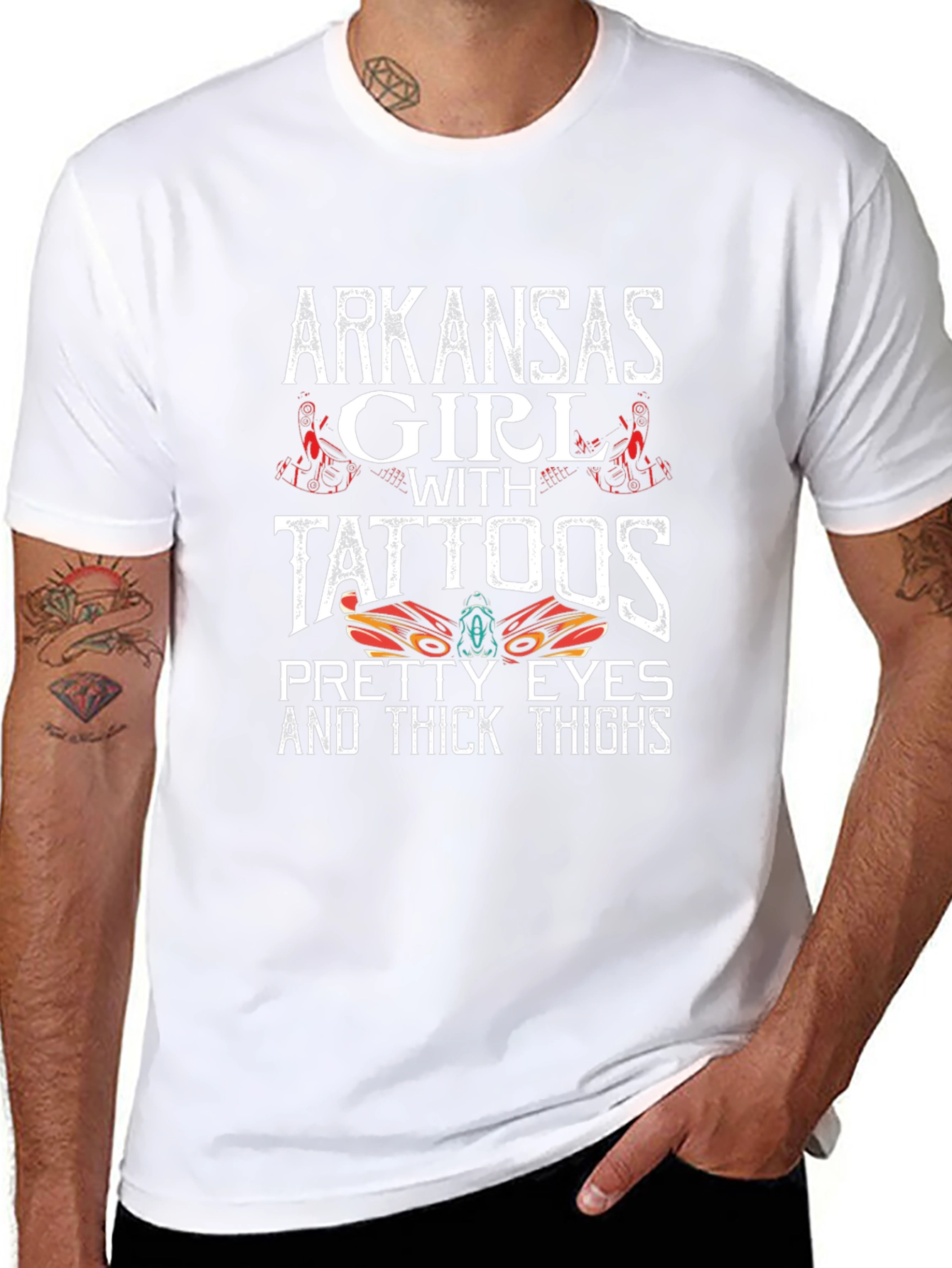 Arkansas Girl Tattoos Pretty Eyes Thick Thighs T-Shirt