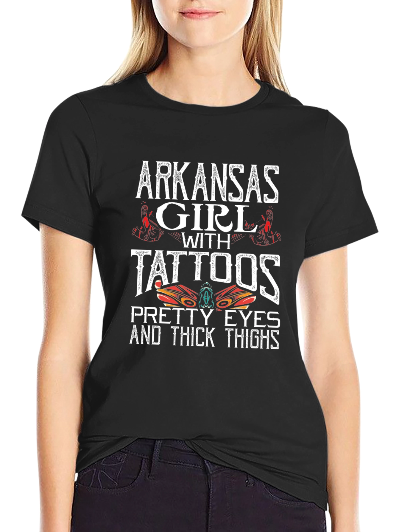 Arkansas Girl Tattoos Pretty Eyes Thick Thighs T-Shirt