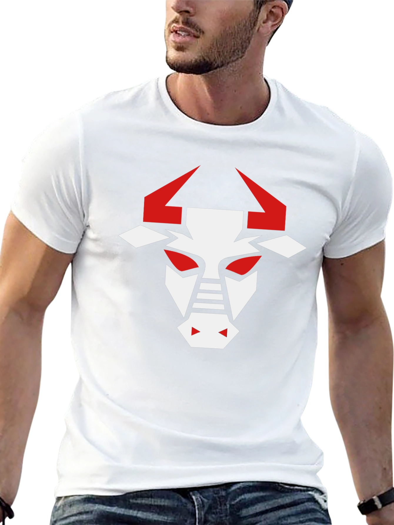 Geometric Bull Graphic T-Shirt - Modern Design