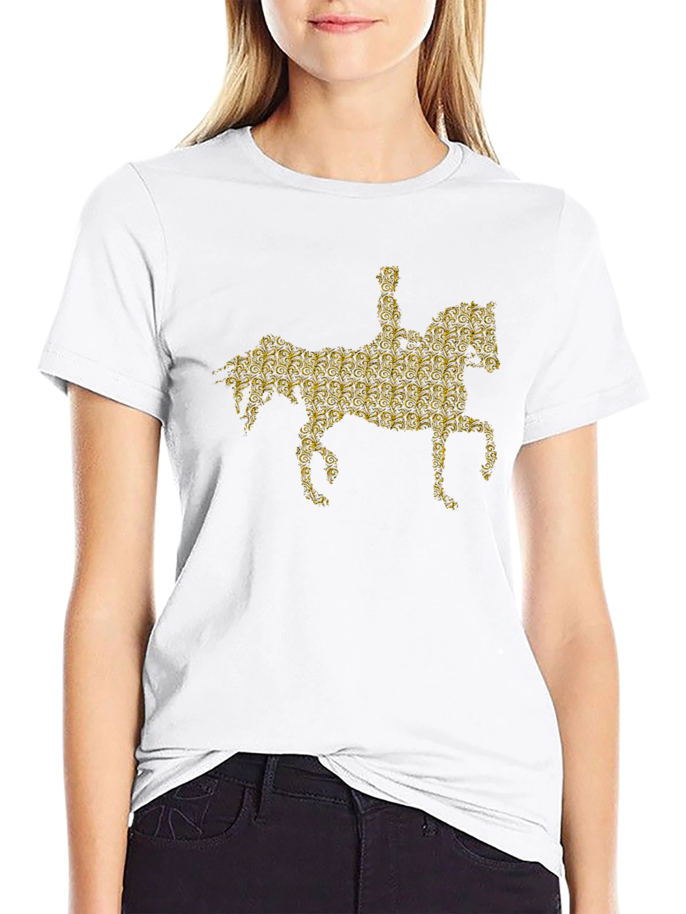 Horse Rider Graphic Print Crew Neck T-Shirt