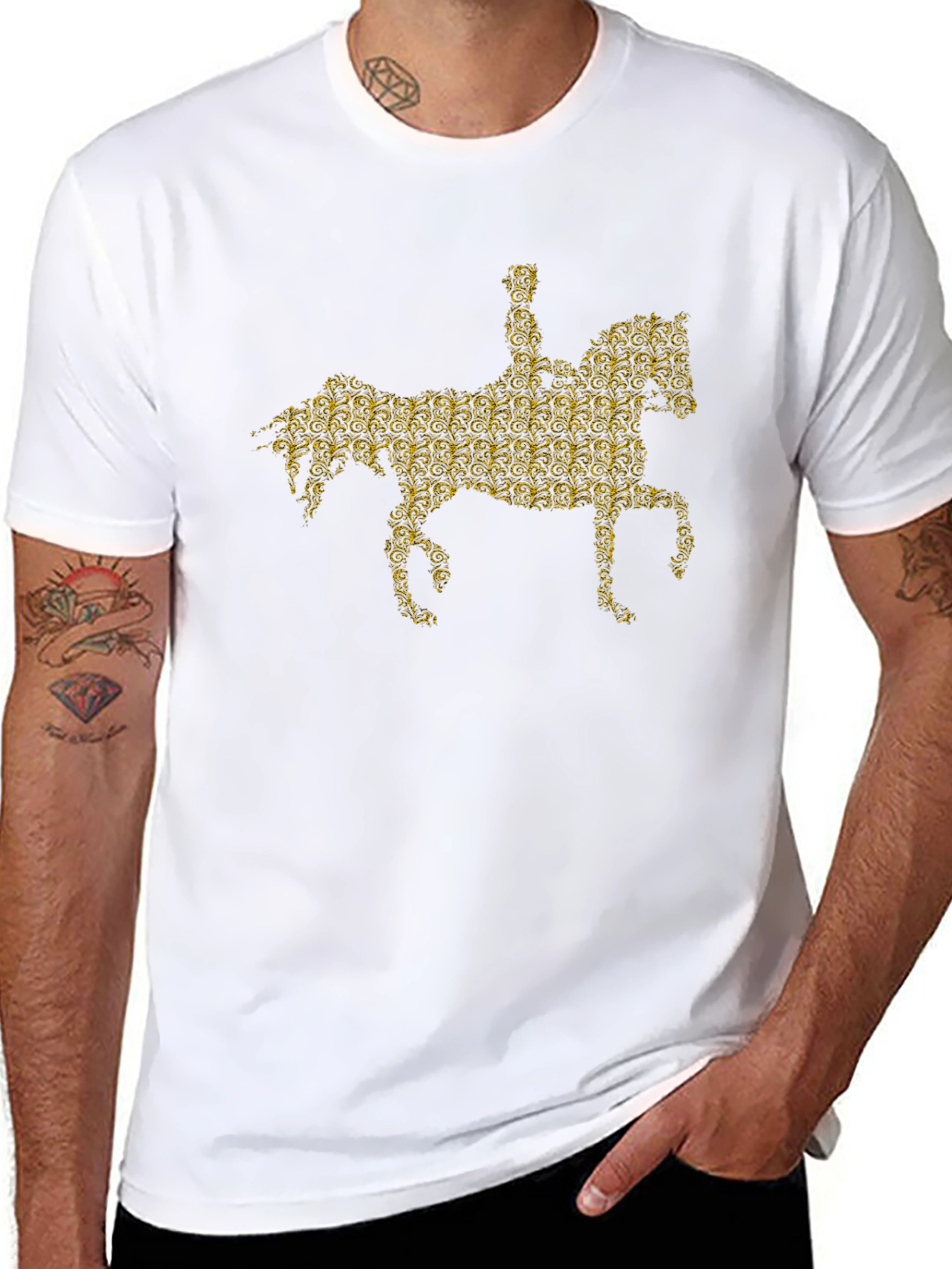 Horse Rider Graphic Print Crew Neck T-Shirt