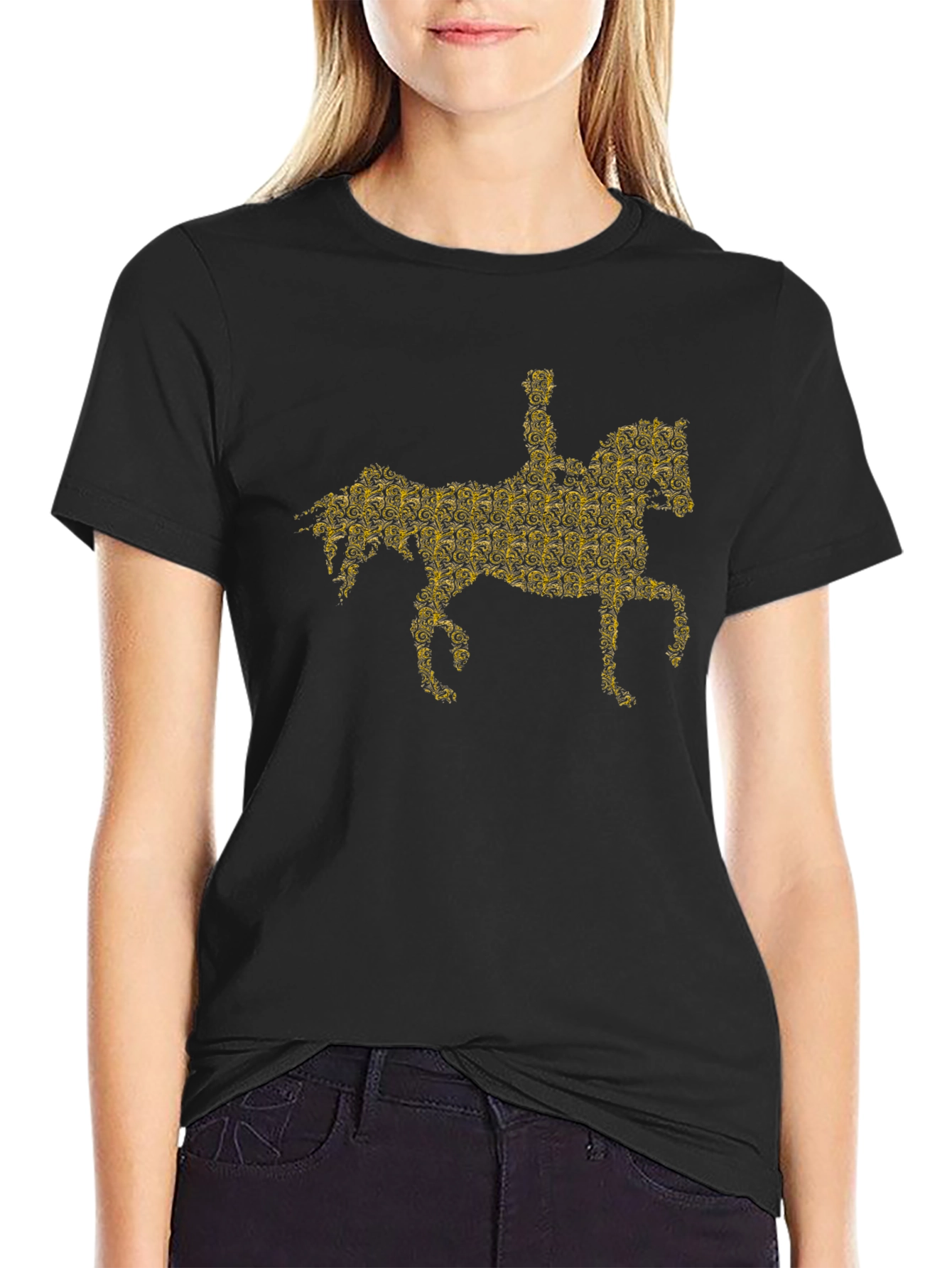 Horse Rider Graphic Print Crew Neck T-Shirt