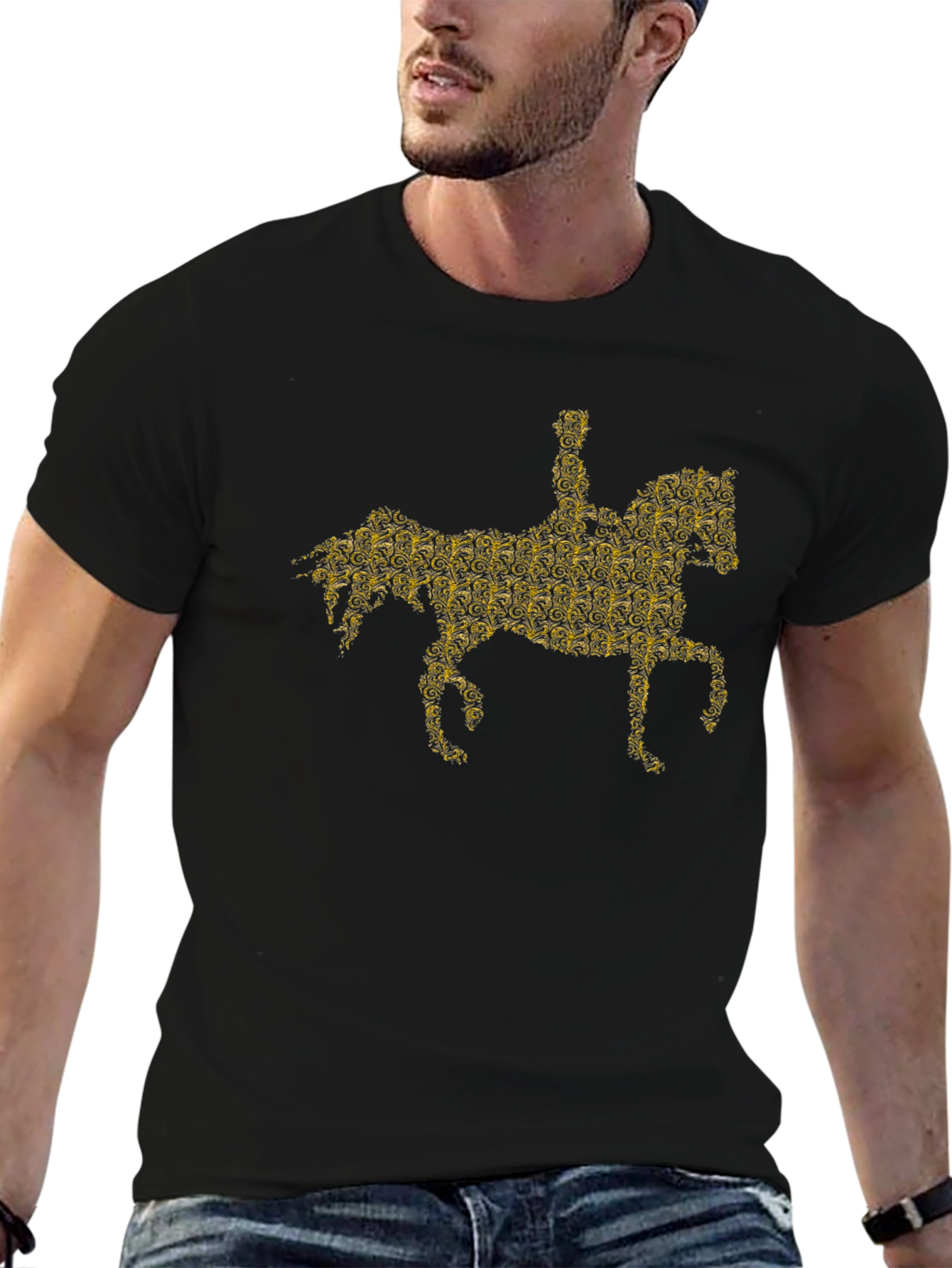 Horse Rider Graphic Print Crew Neck T-Shirt