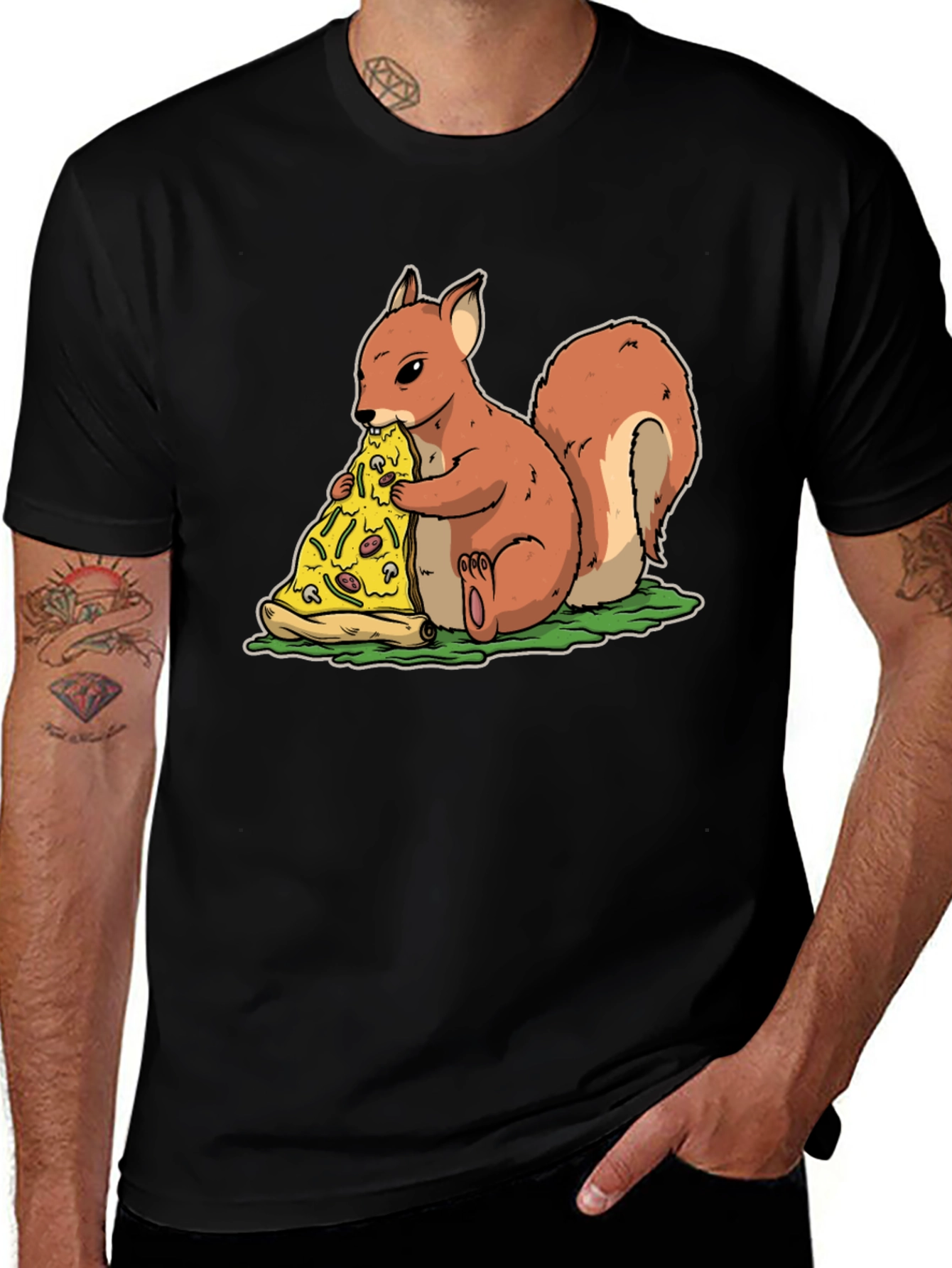 Squirrel Pizza T-Shirt - Funny Graphic Tee