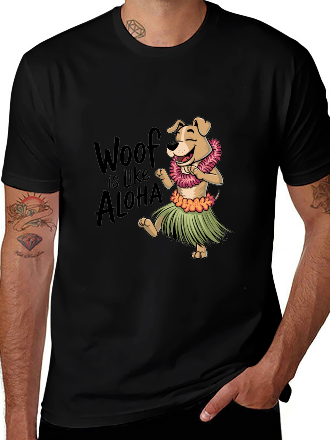 Woof is Like Aloha Graphic Tee - Black