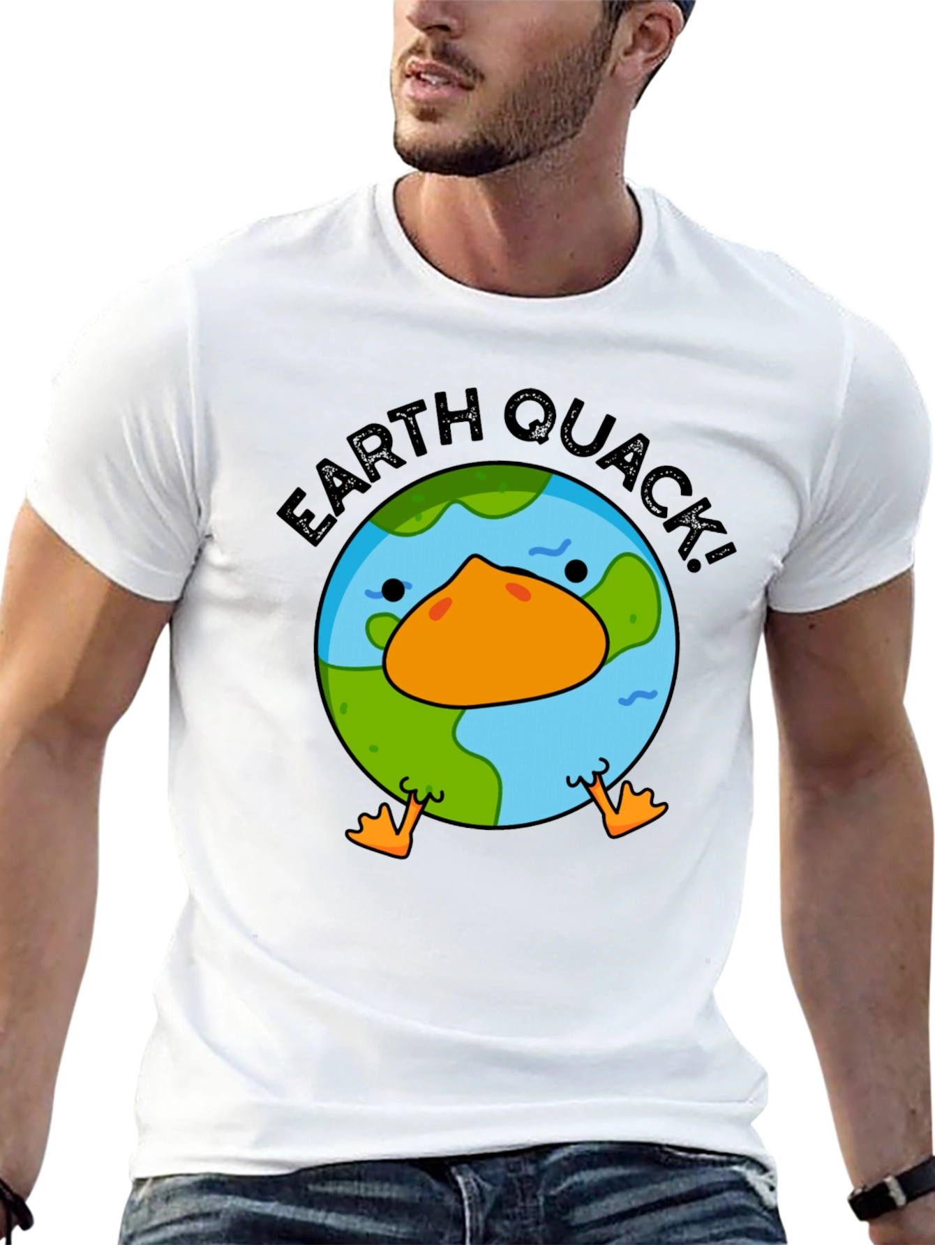 Earth Quack! Graphic Print Black T-Shirt