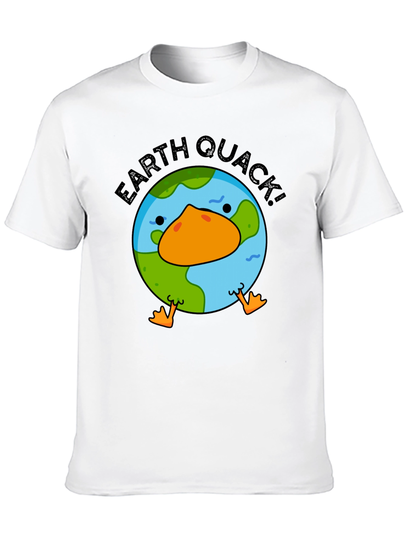 Earth Quack! Graphic Print Black T-Shirt