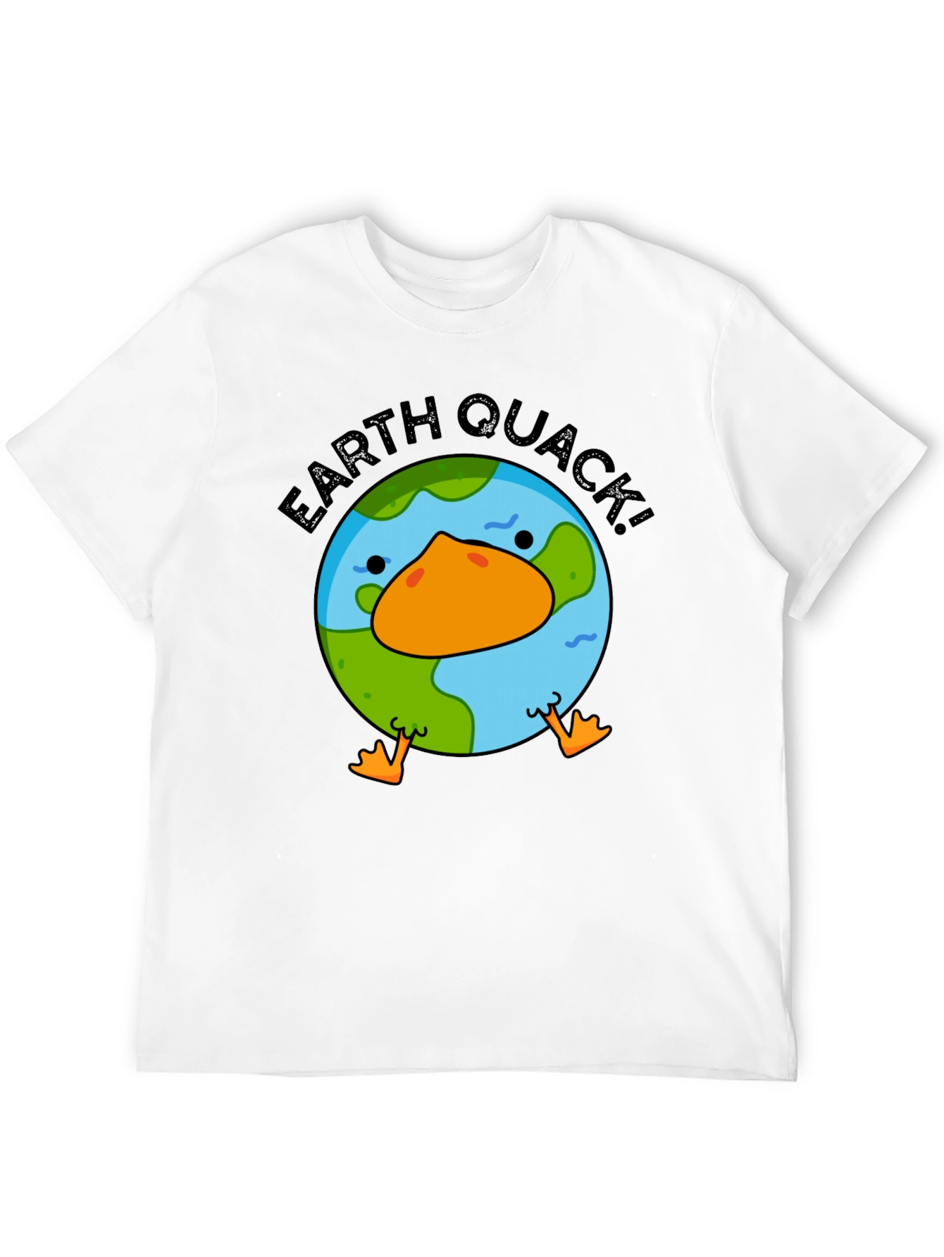 Earth Quack! Graphic Print Black T-Shirt