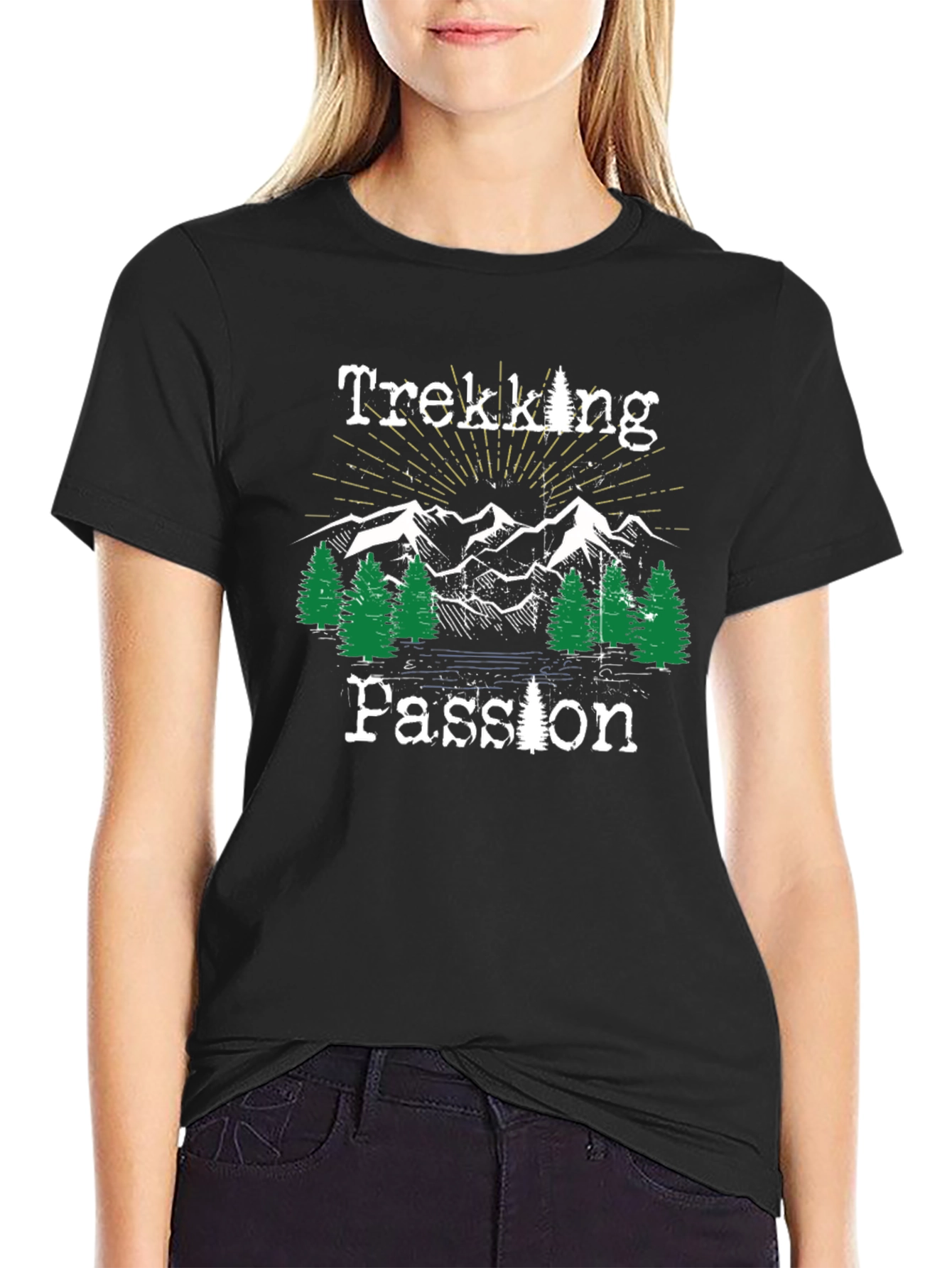 Trekking Passion Black Graphic T-Shirt
