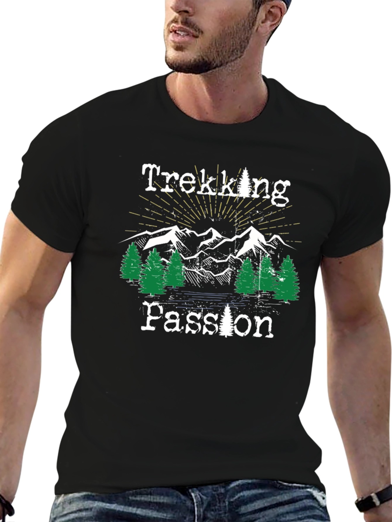 Trekking Passion Black Graphic T-Shirt