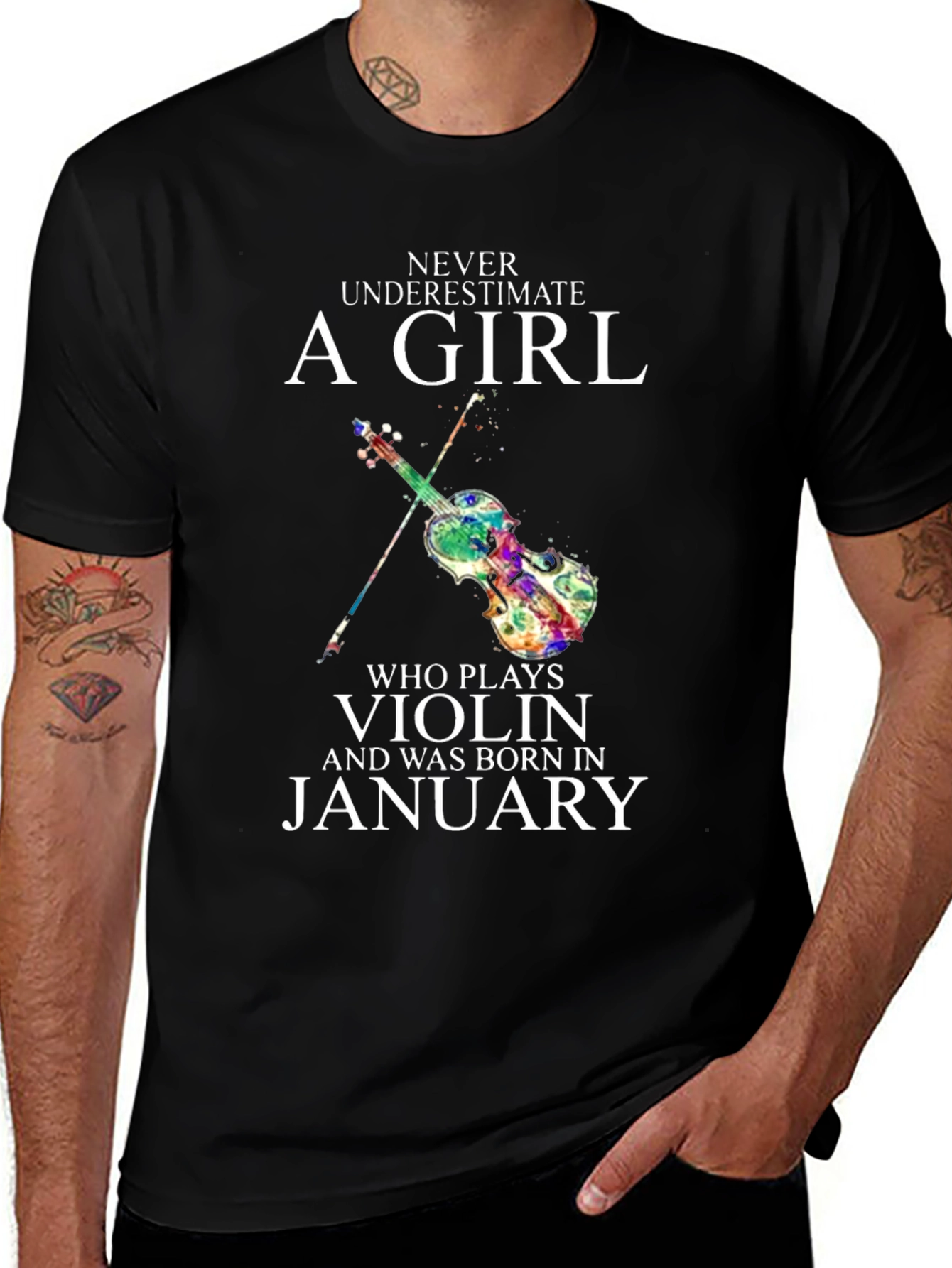 Violin Girl January Birthday T-Shirt