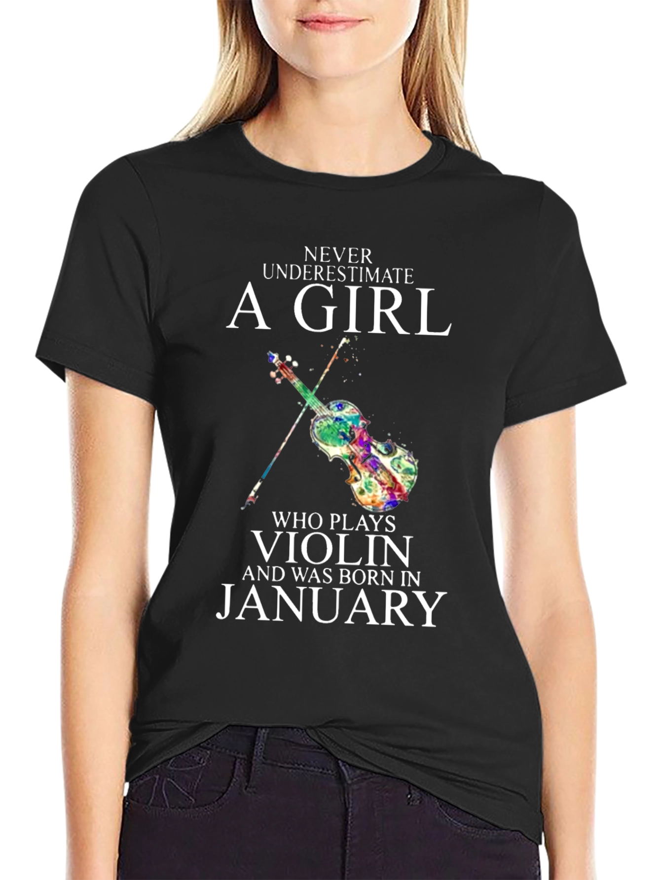 Violin Girl January Birthday T-Shirt