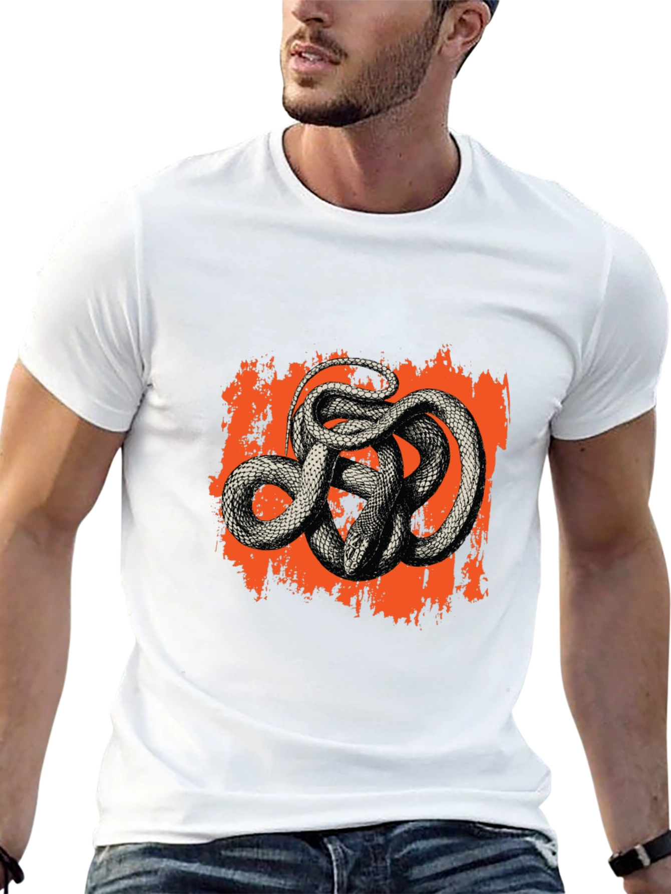 Mens Black Snake Graphic Tee