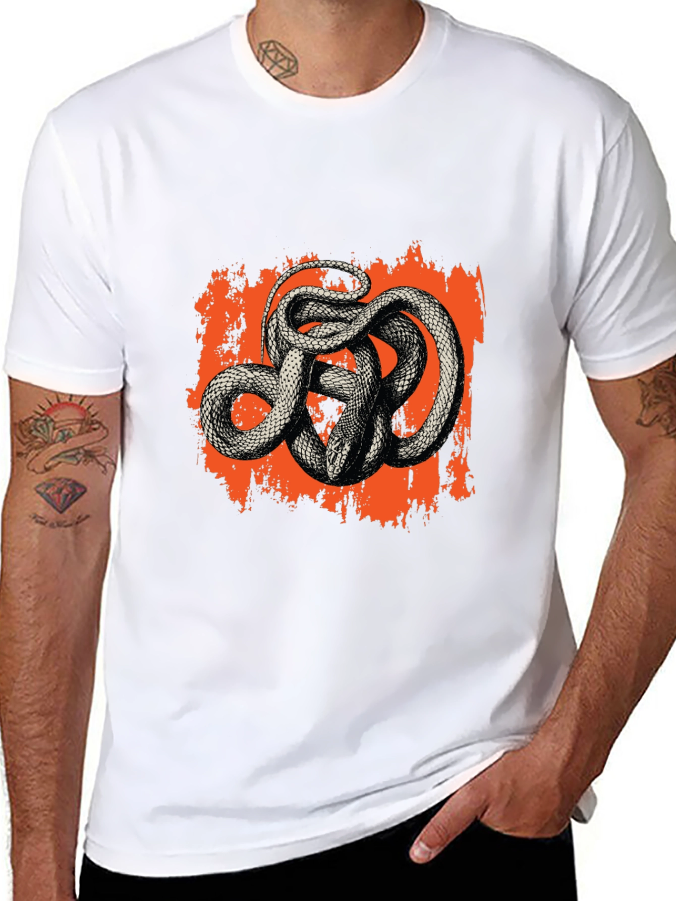 Mens Black Snake Graphic Tee