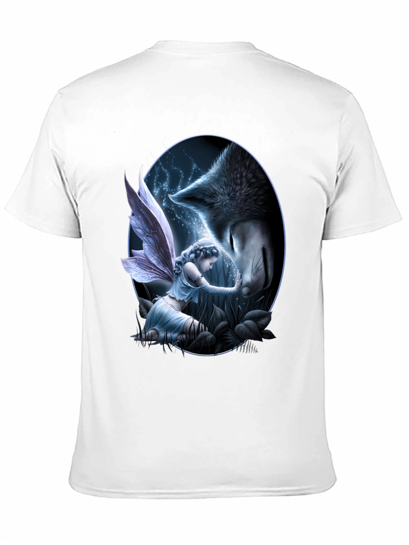 Fairy & Wolf Graphic Tee - Mystical Creature Design