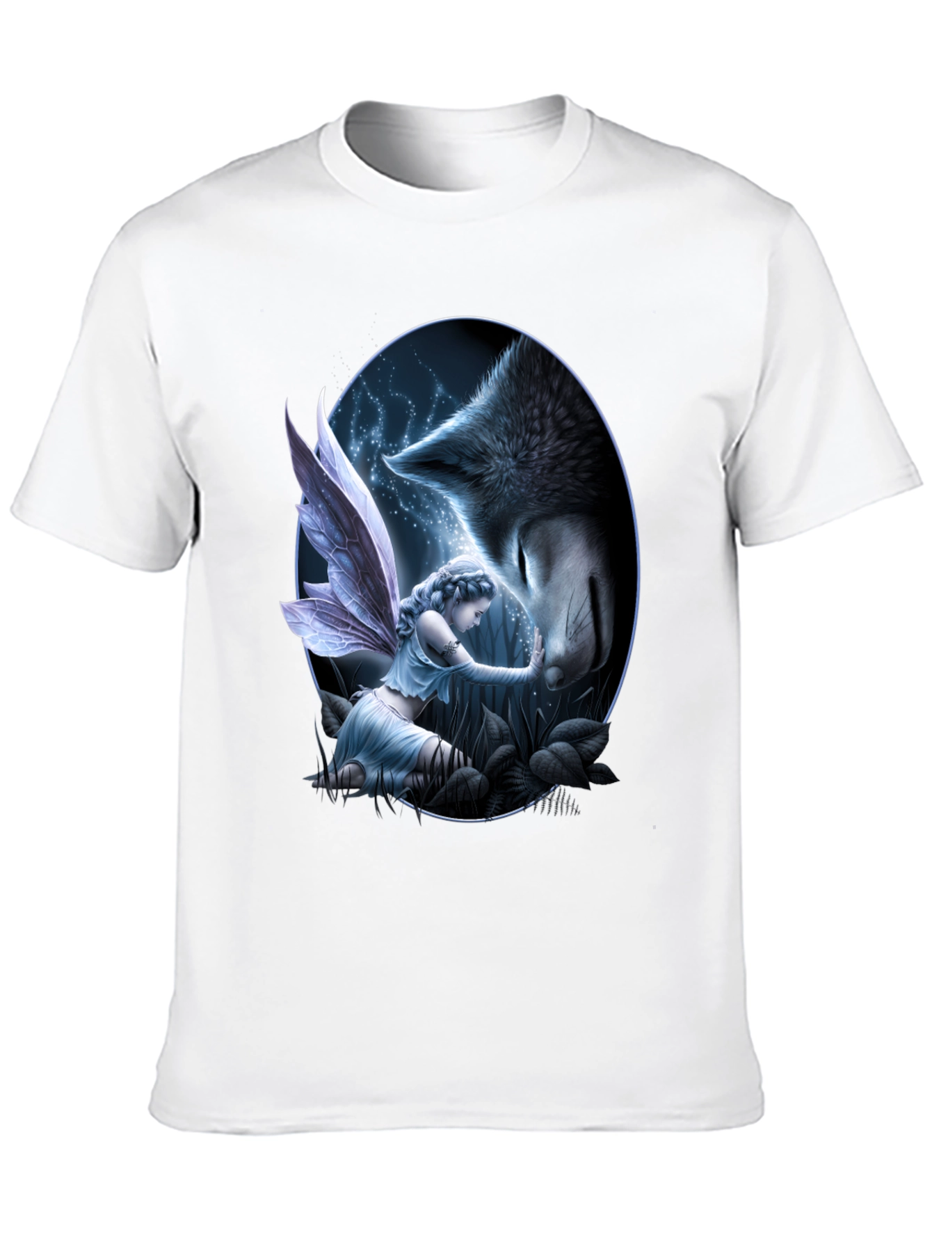 Fairy & Wolf Graphic Tee - Mystical Creature Design