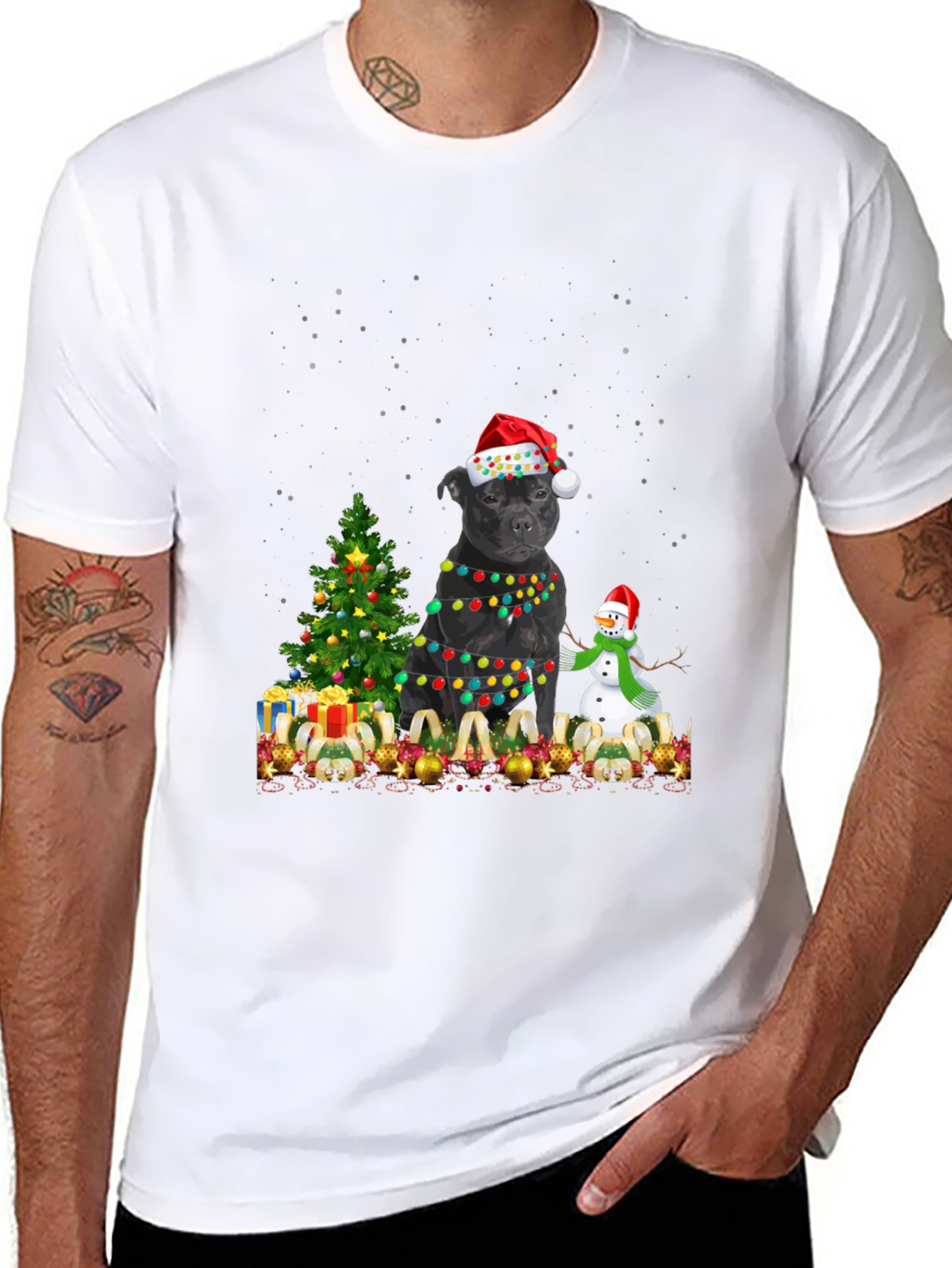 Christmas Staffordshire Bull Terrier T-Shirt