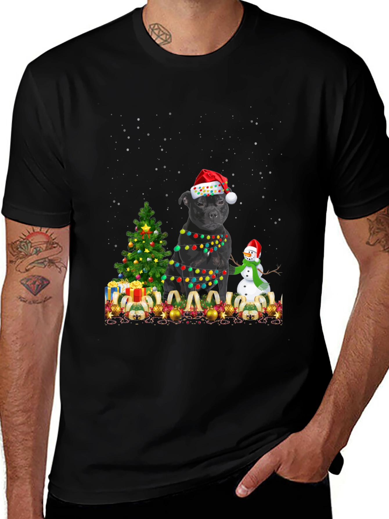 Christmas Staffordshire Bull Terrier T-Shirt