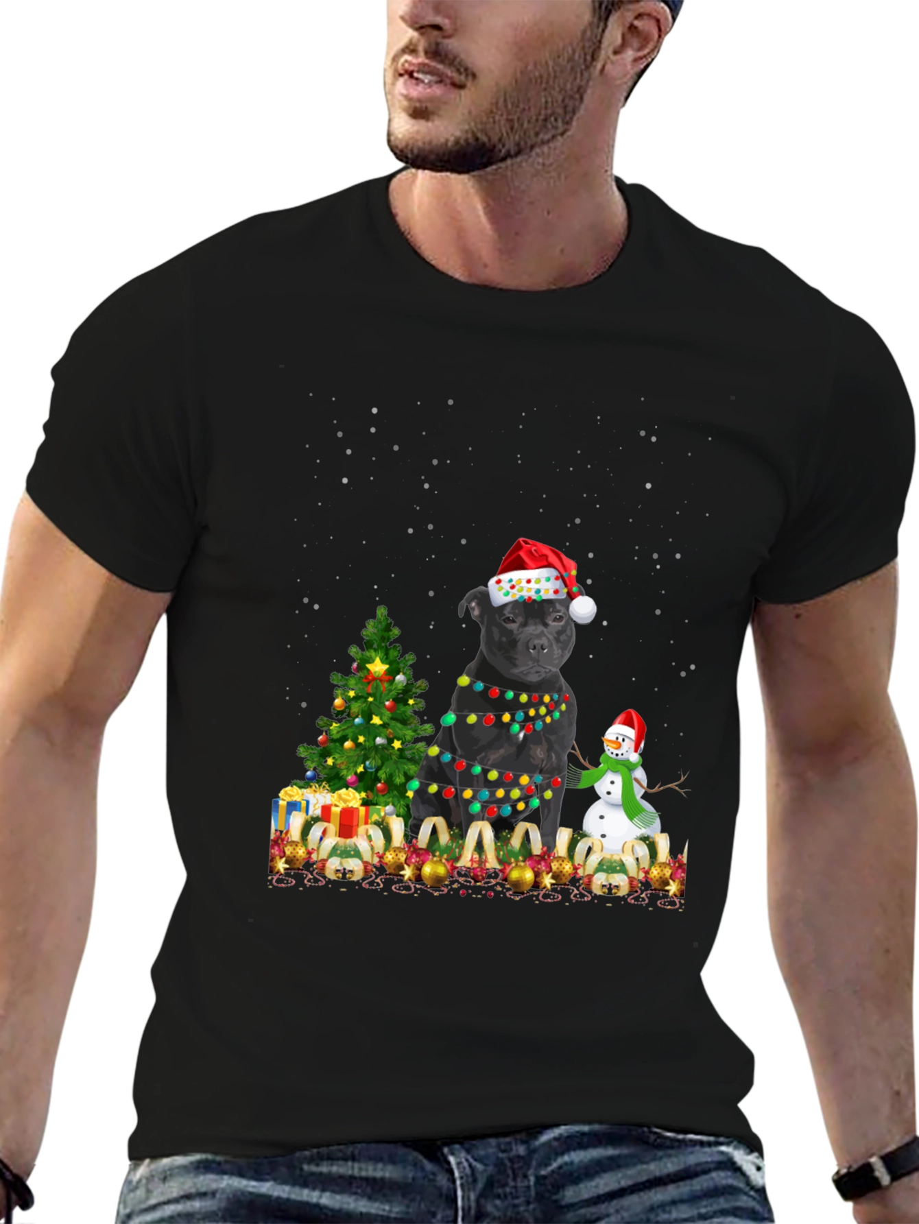 Christmas Staffordshire Bull Terrier T-Shirt