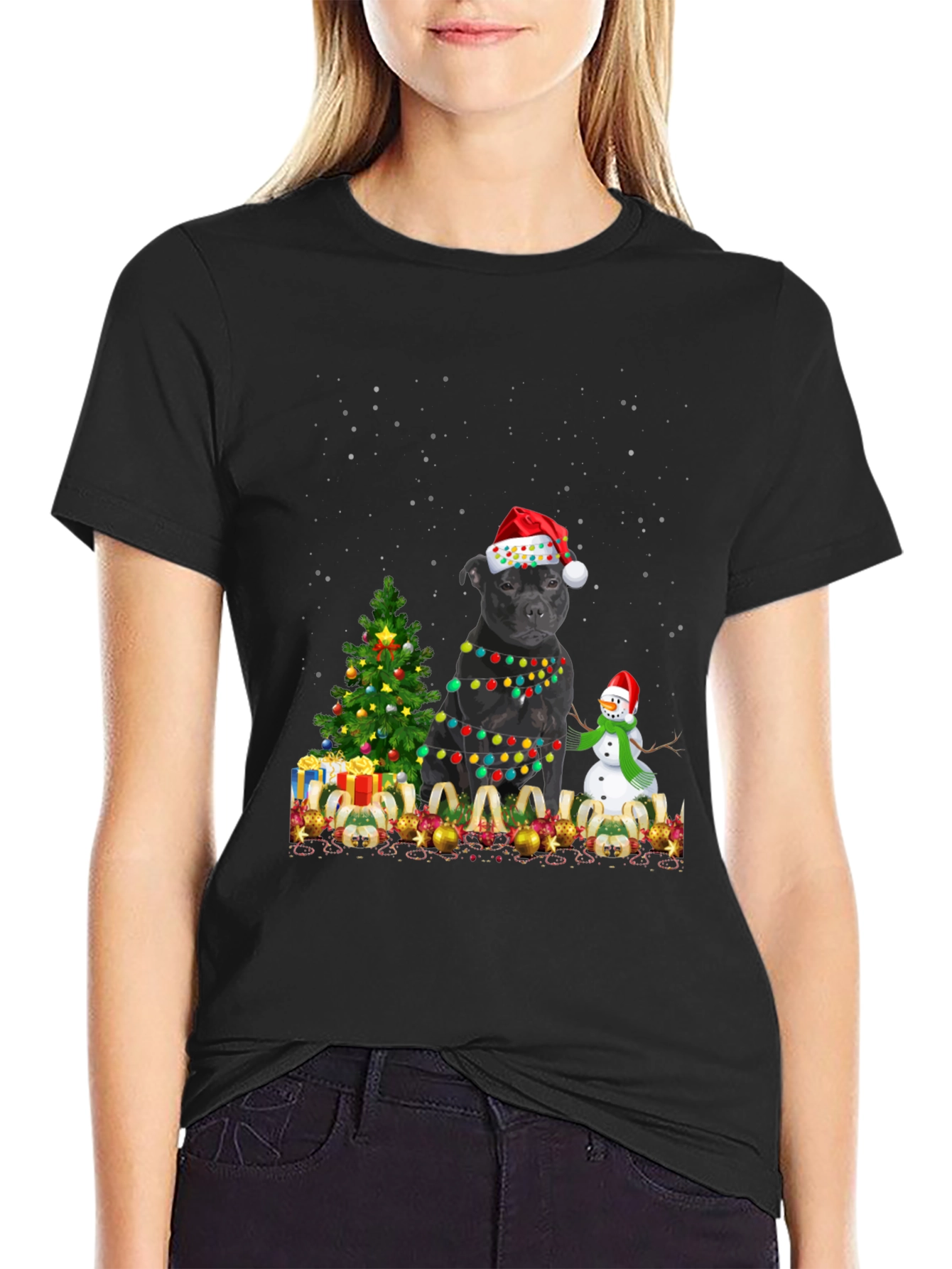 Christmas Staffordshire Bull Terrier T-Shirt