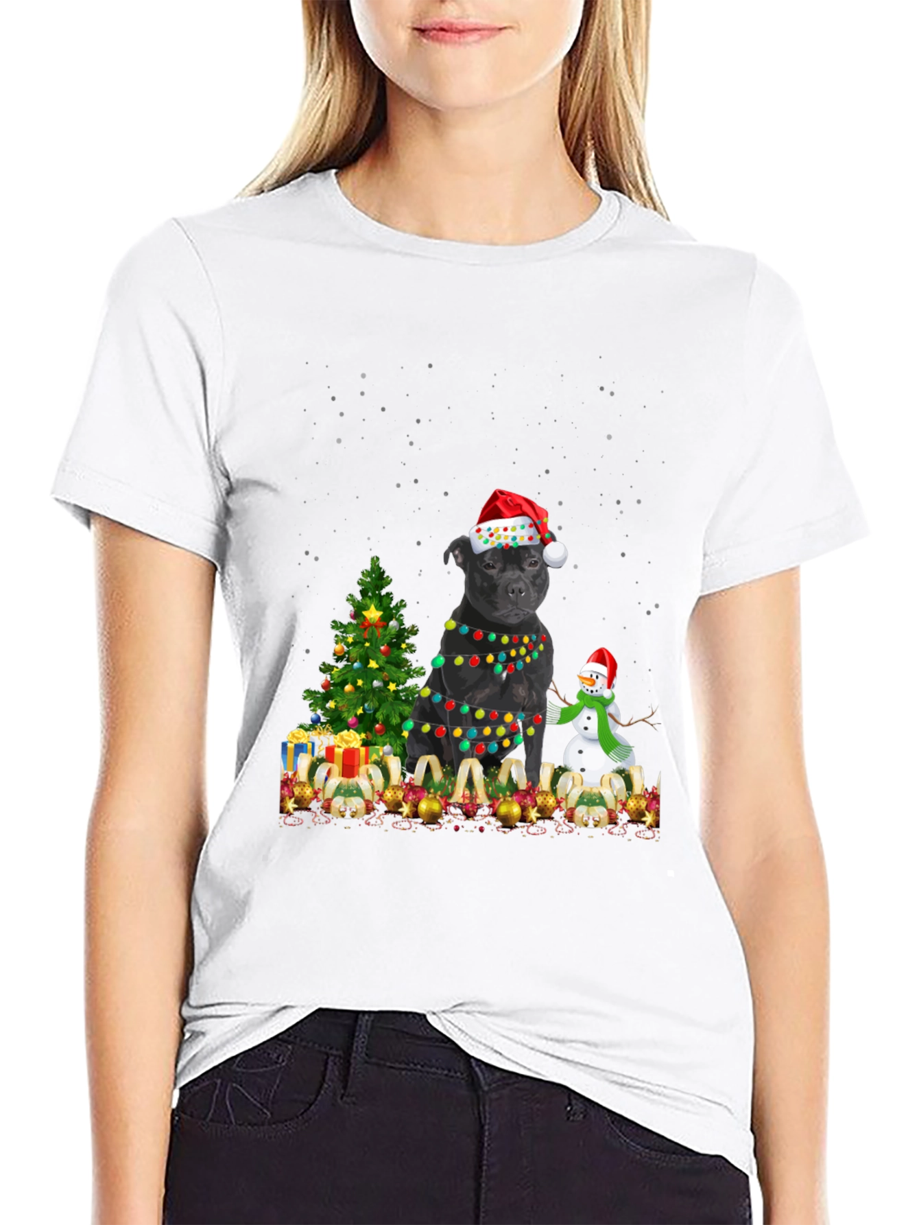 Christmas Staffordshire Bull Terrier T-Shirt
