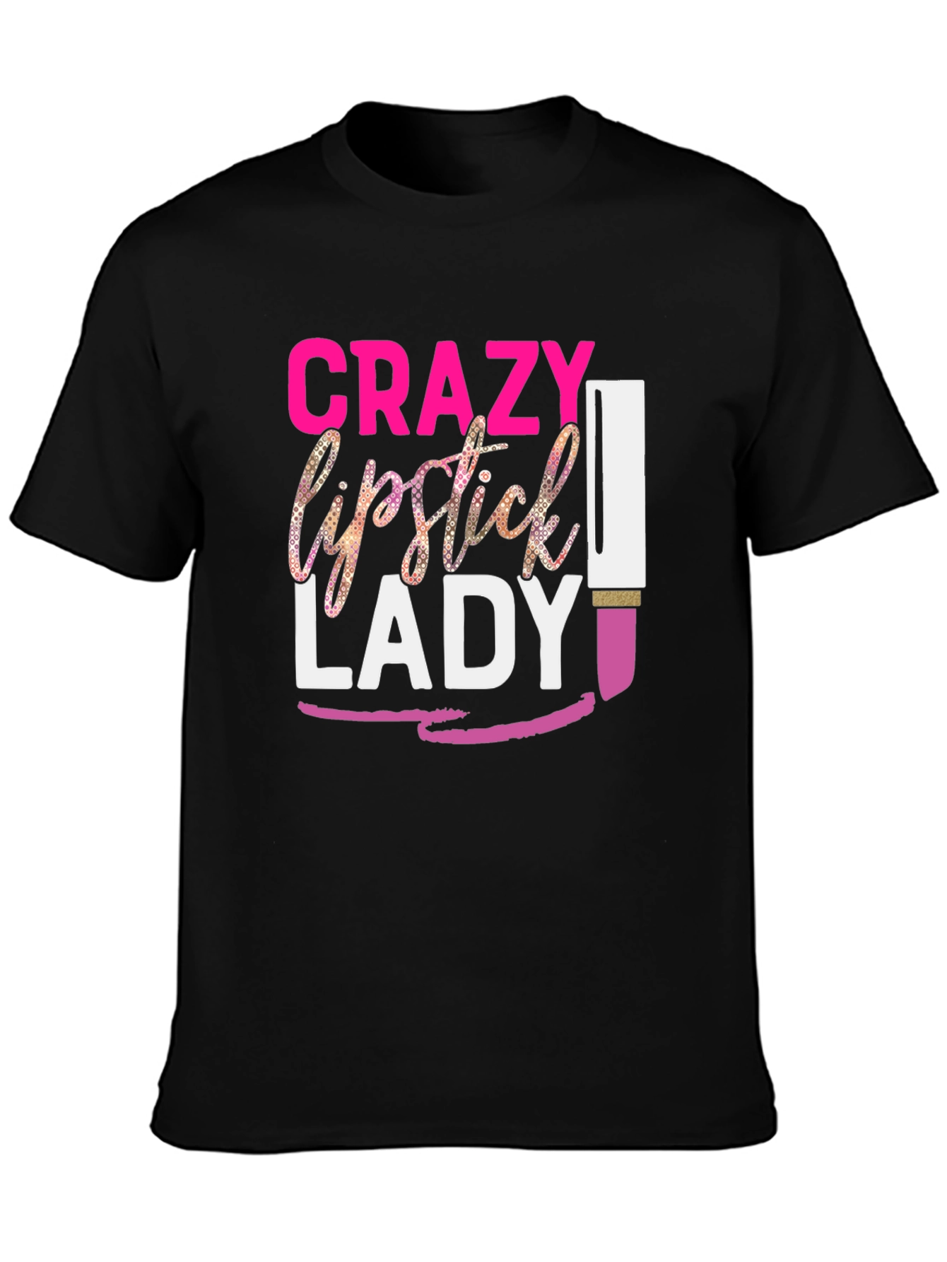 Crazy Lipstick Lady Black Graphic Tee