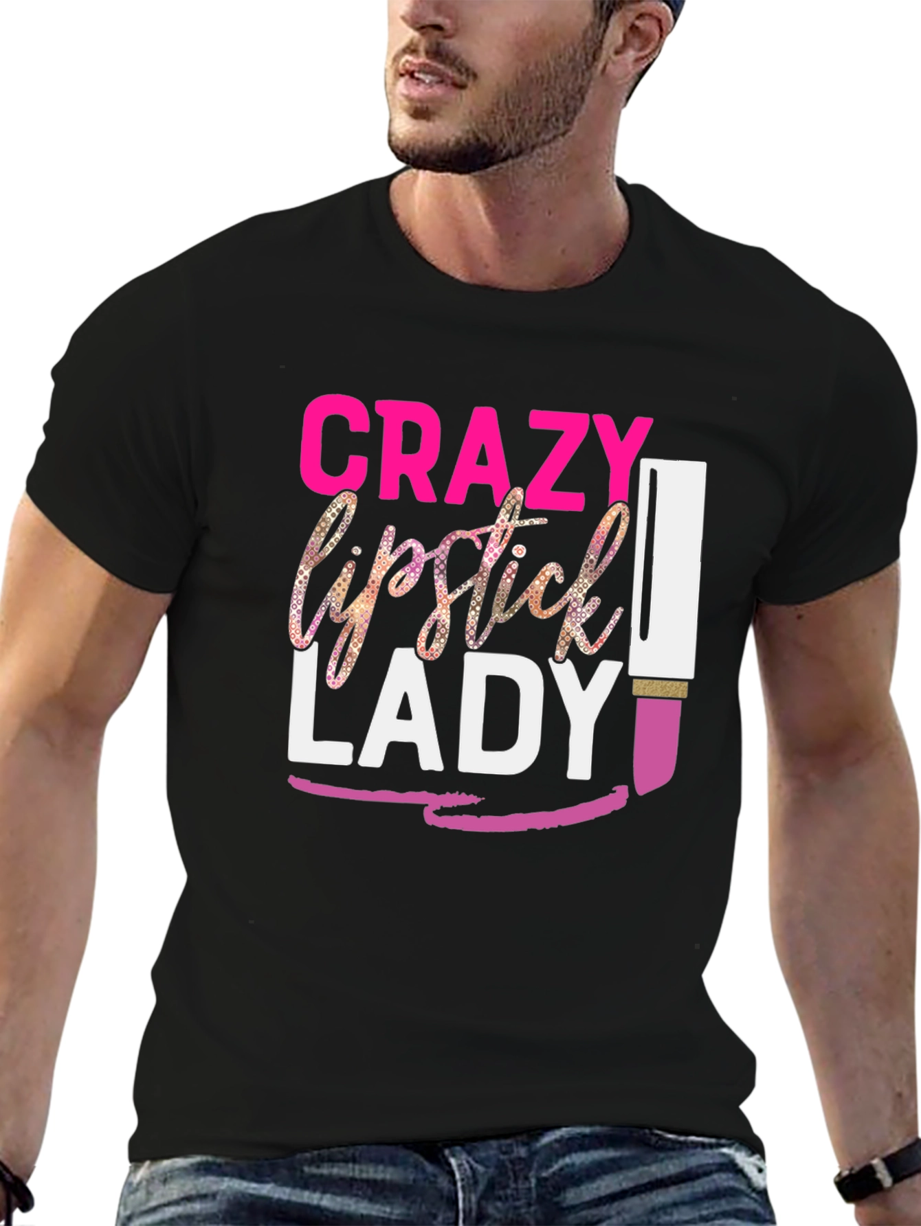 Crazy Lipstick Lady Black Graphic Tee