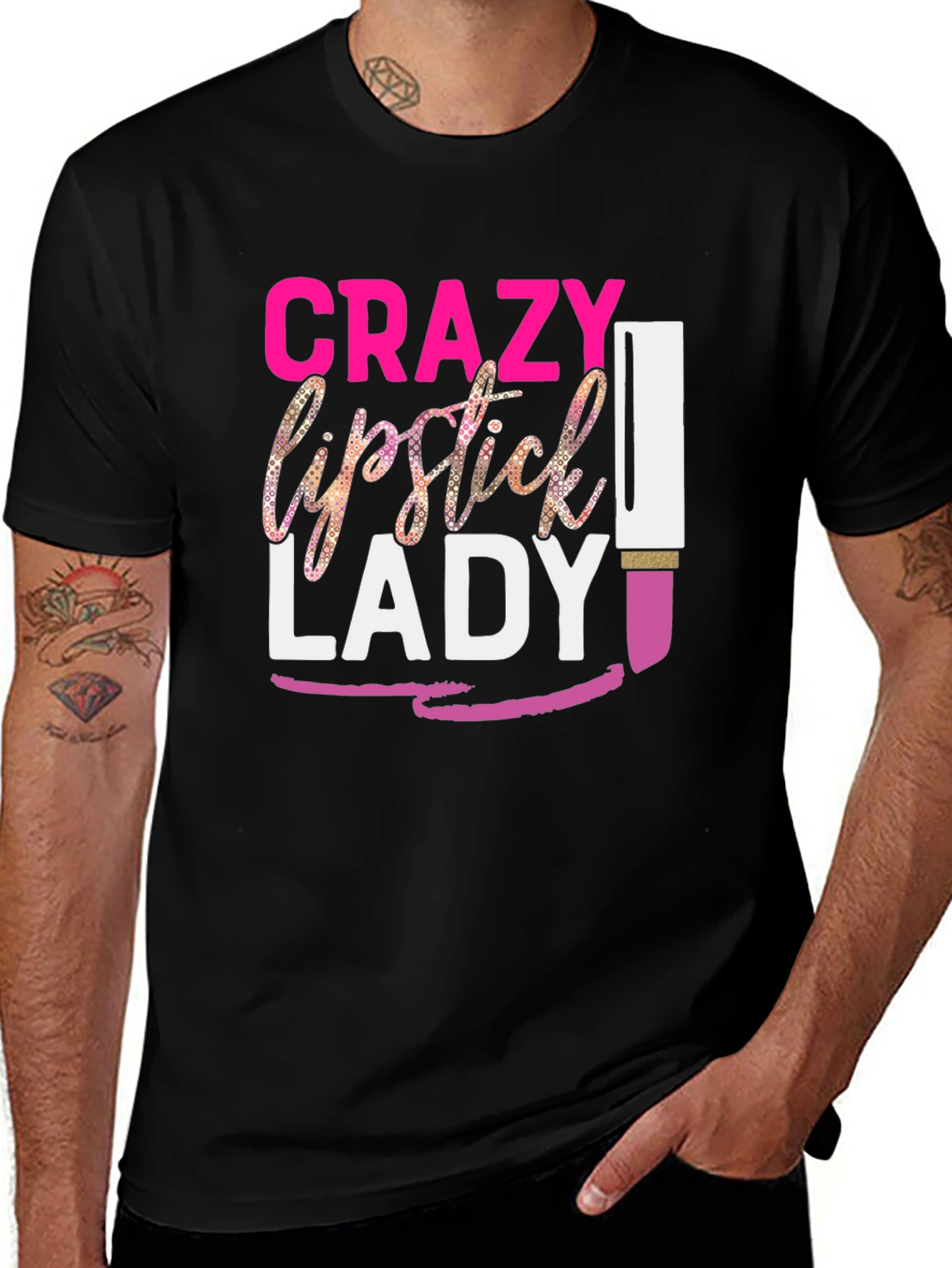 Crazy Lipstick Lady Black Graphic Tee