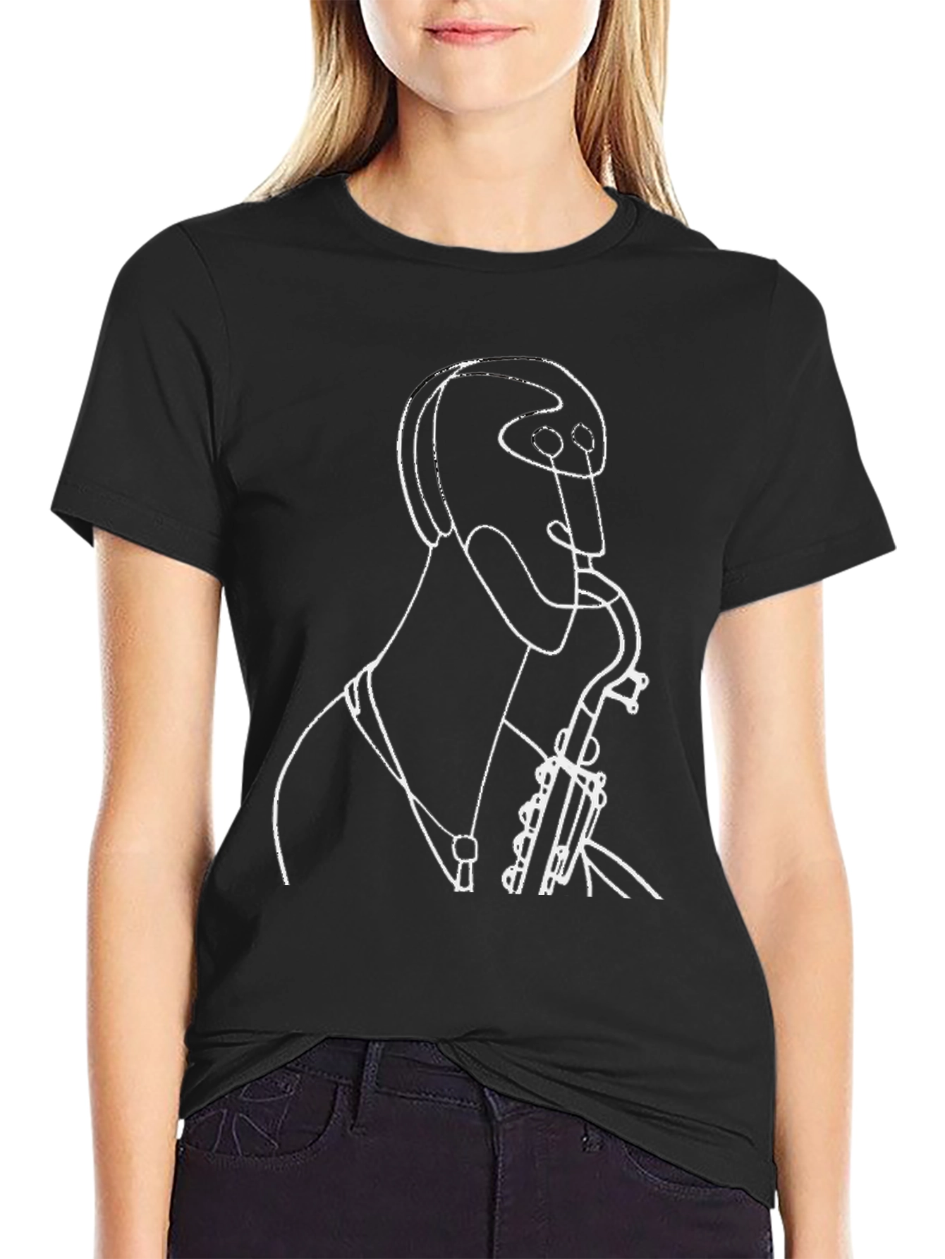 Saxophone Player Graphic Tee - Modern Art T-Shirt
