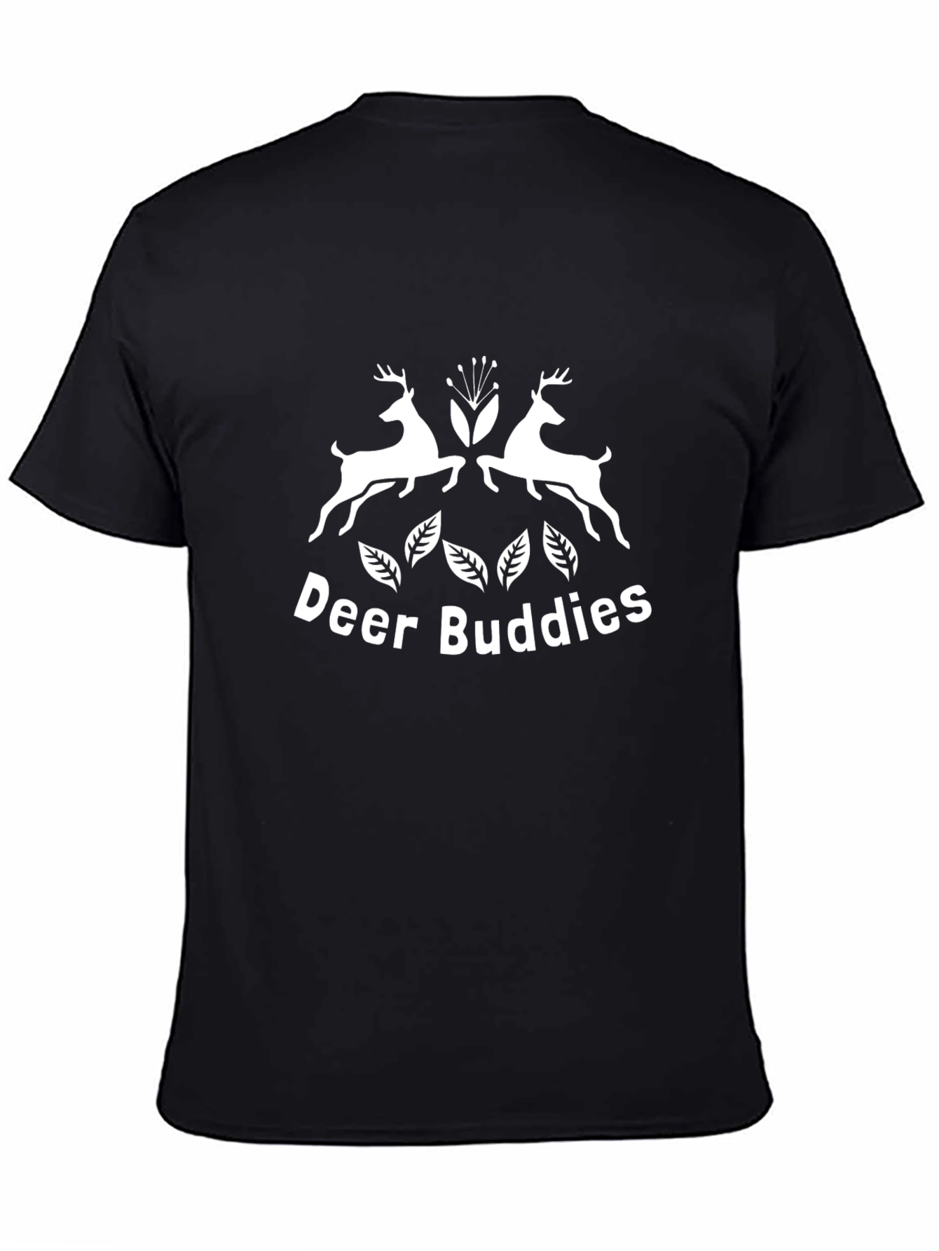 Deer Buddies Graphic Tee - Black Crew Neck T-Shirt