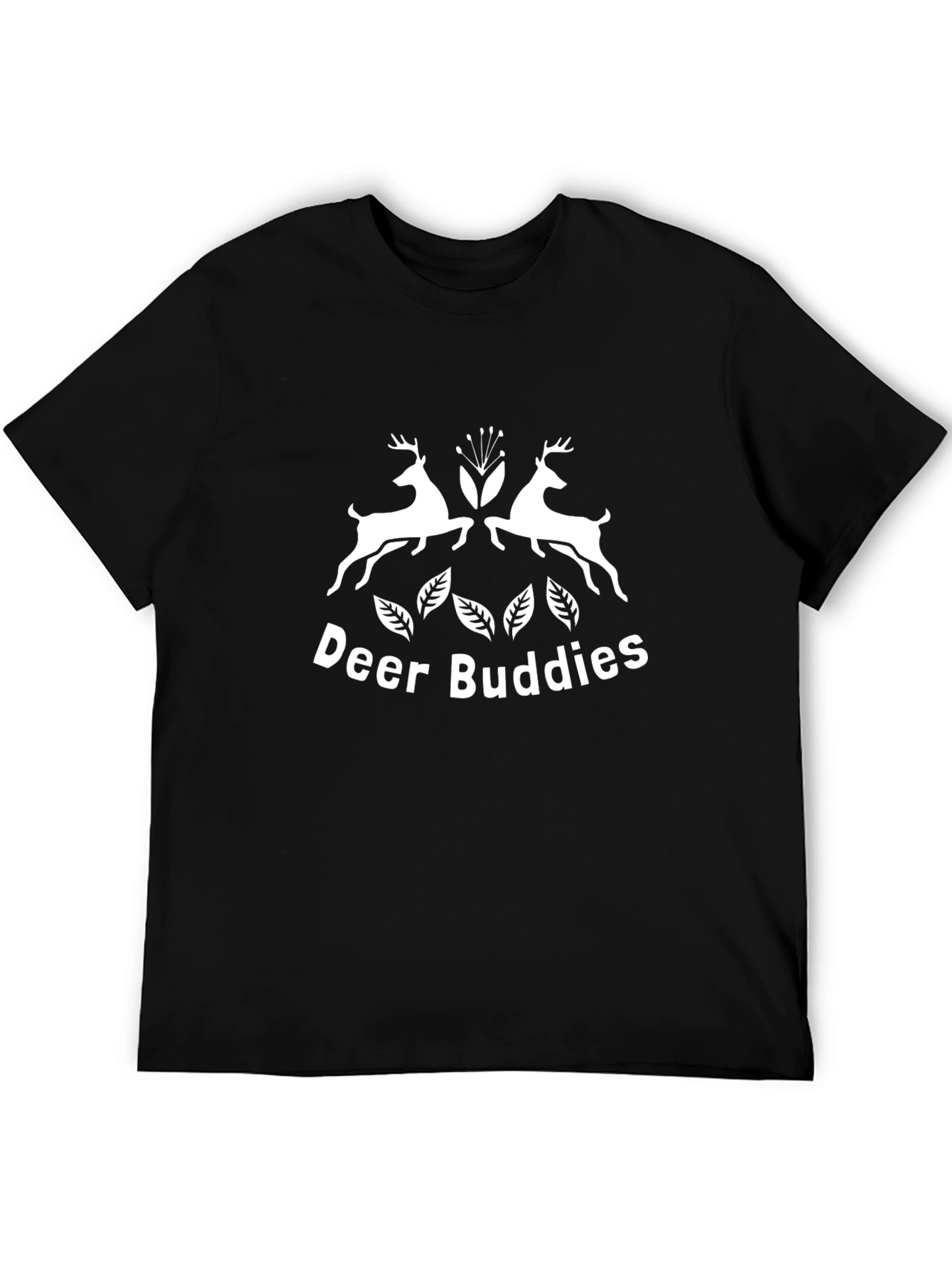 Deer Buddies Graphic Tee - Black Crew Neck T-Shirt