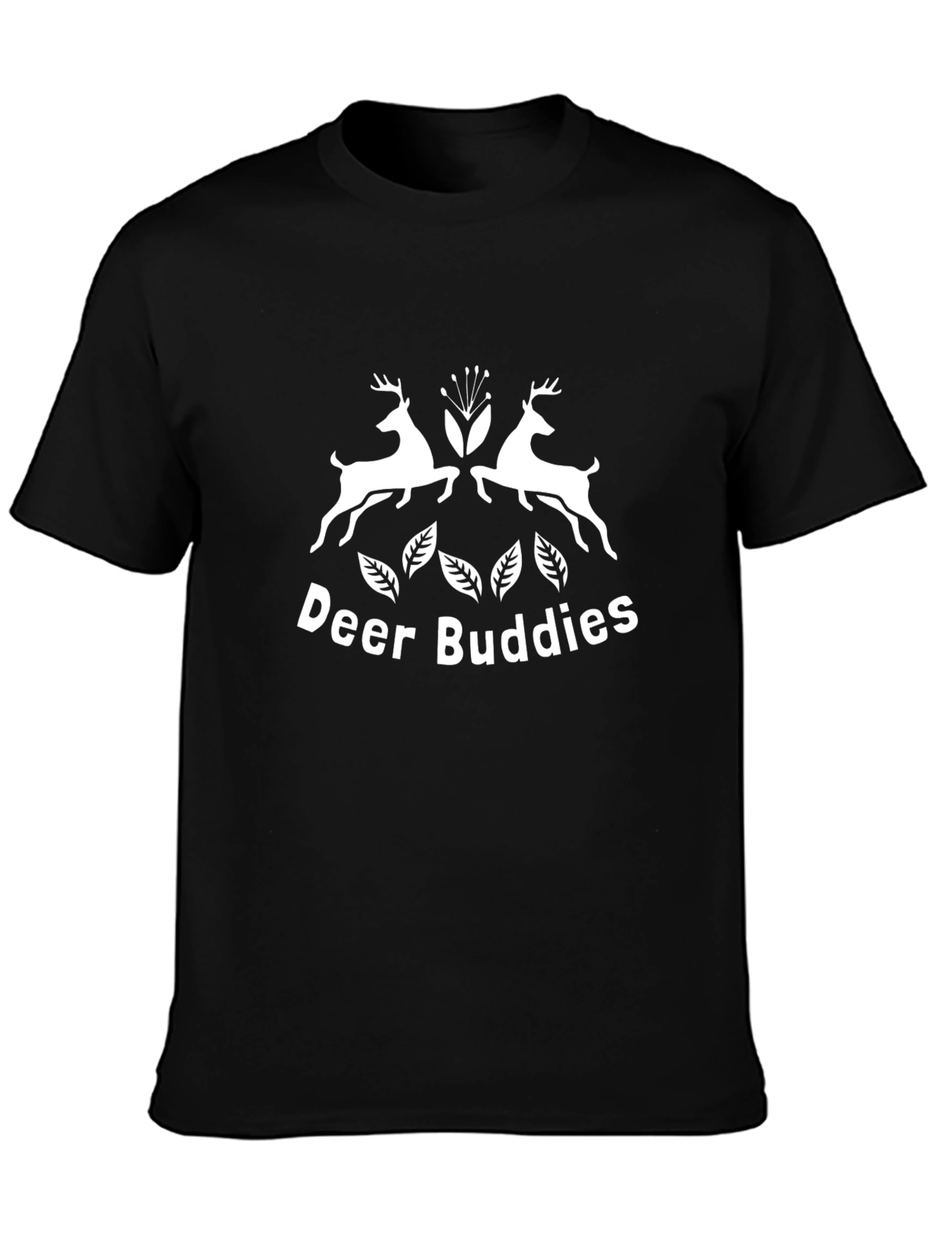 Deer Buddies Graphic Tee - Black Crew Neck T-Shirt