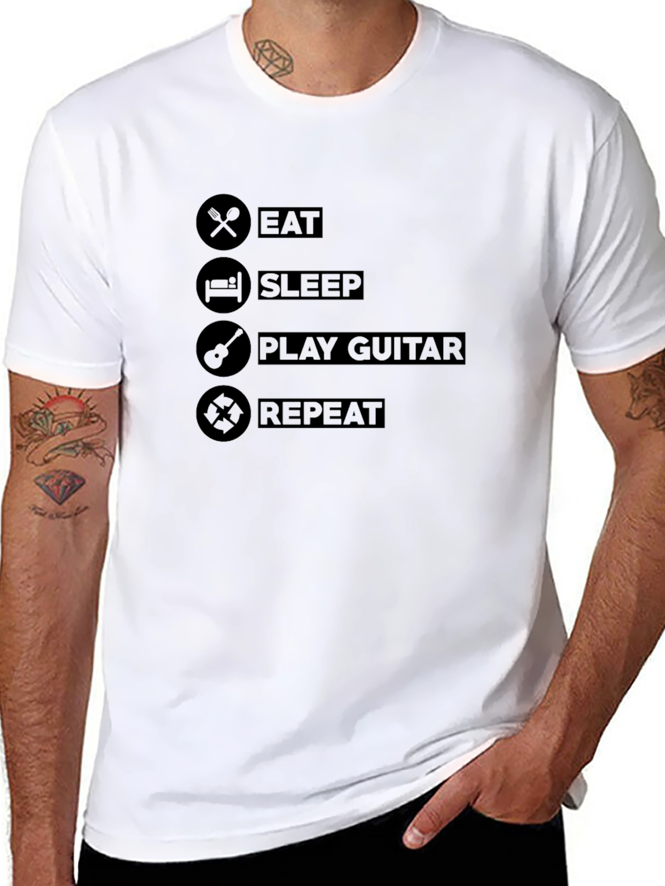 Eat Sleep Play Guitar Repeat Black T-Shirt