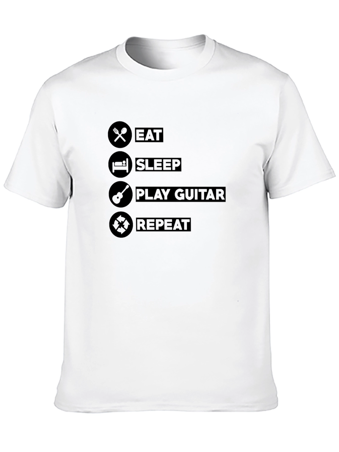 Eat Sleep Play Guitar Repeat Black T-Shirt