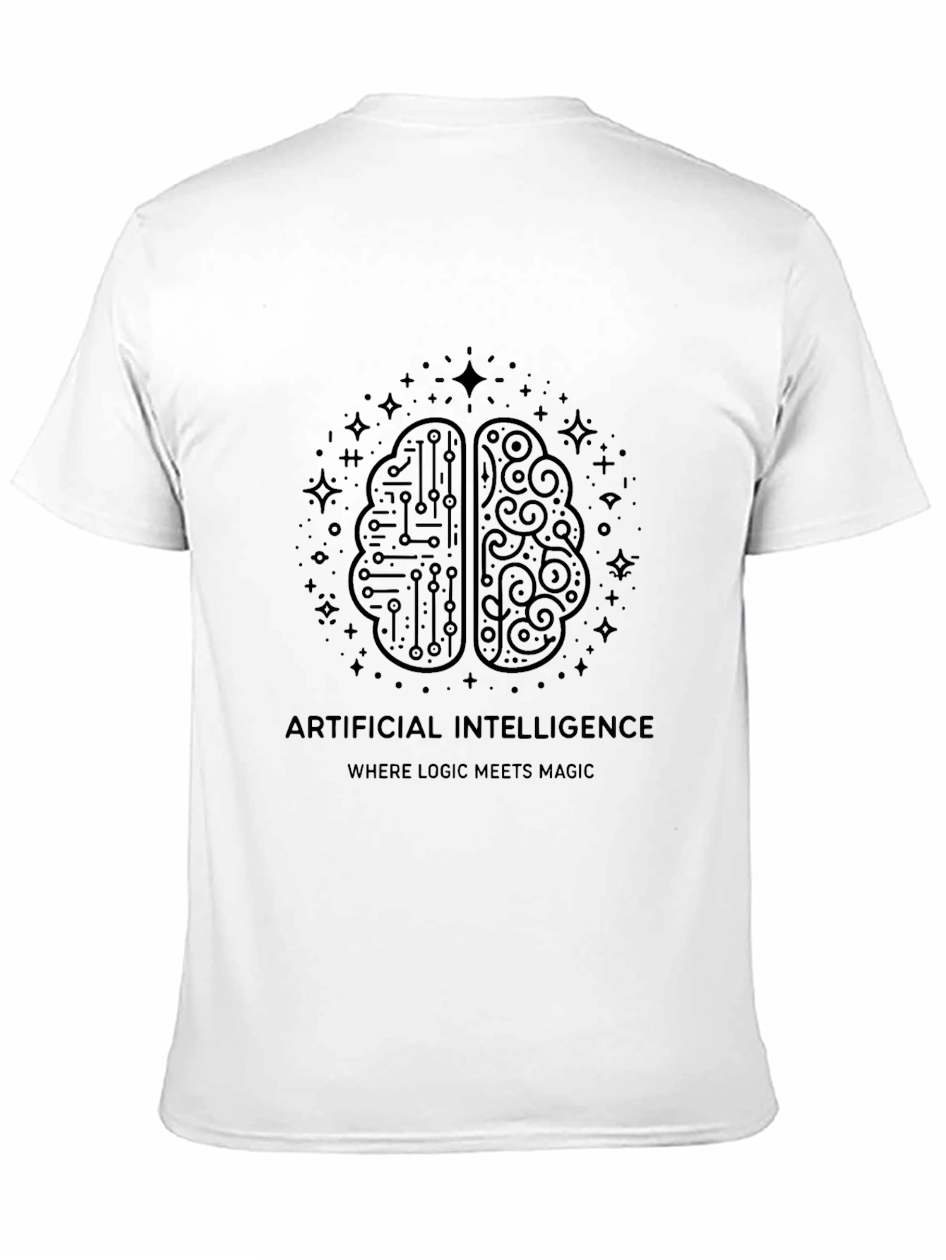 AI Brain Logic Meets Magic Black T-Shirt