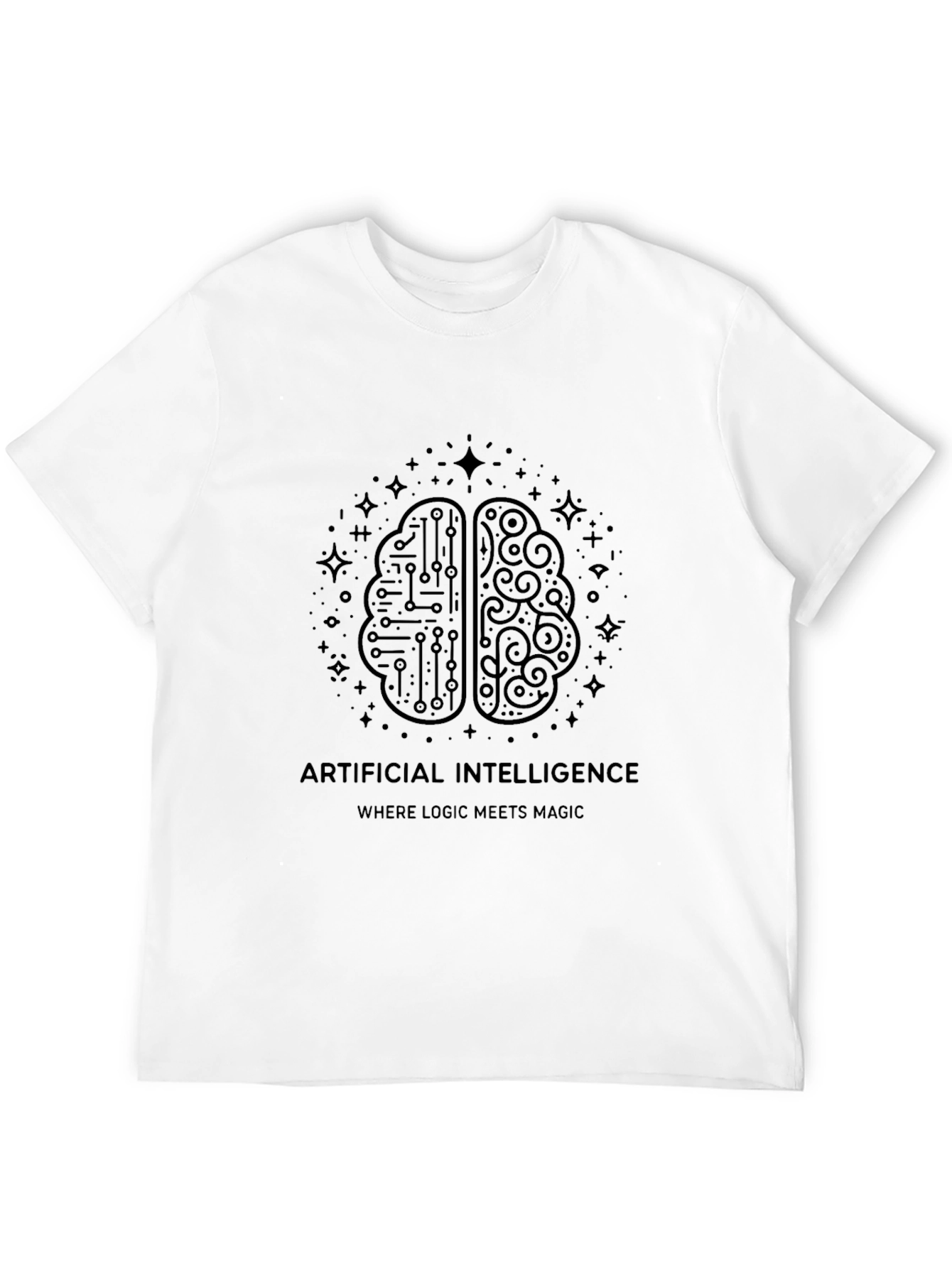 AI Brain Logic Meets Magic Black T-Shirt