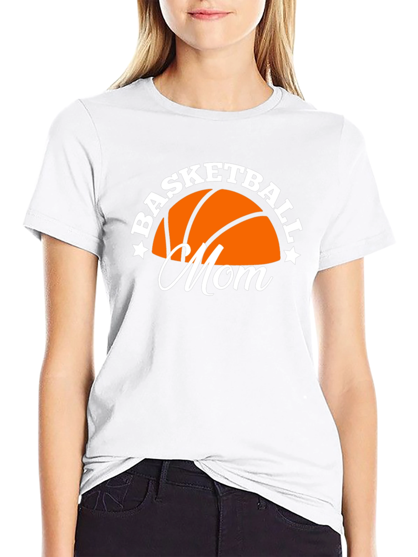 Basketball Mom Graphic Tee - Black Cotton Blend Shirt