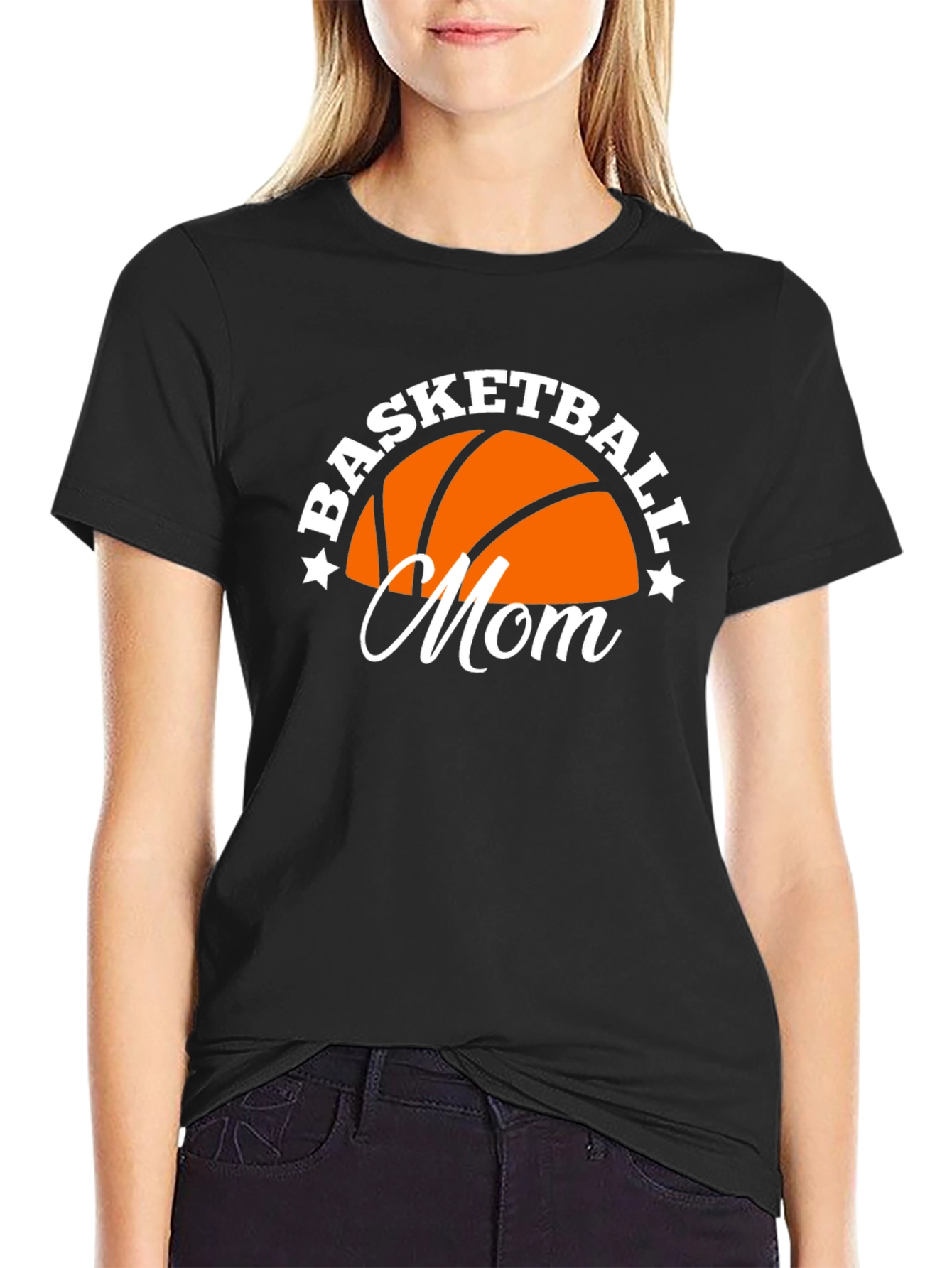 Basketball Mom Graphic Tee - Black Cotton Blend Shirt