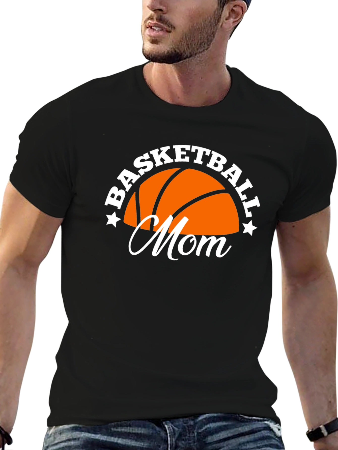 Basketball Mom Graphic Tee - Black Cotton Blend Shirt