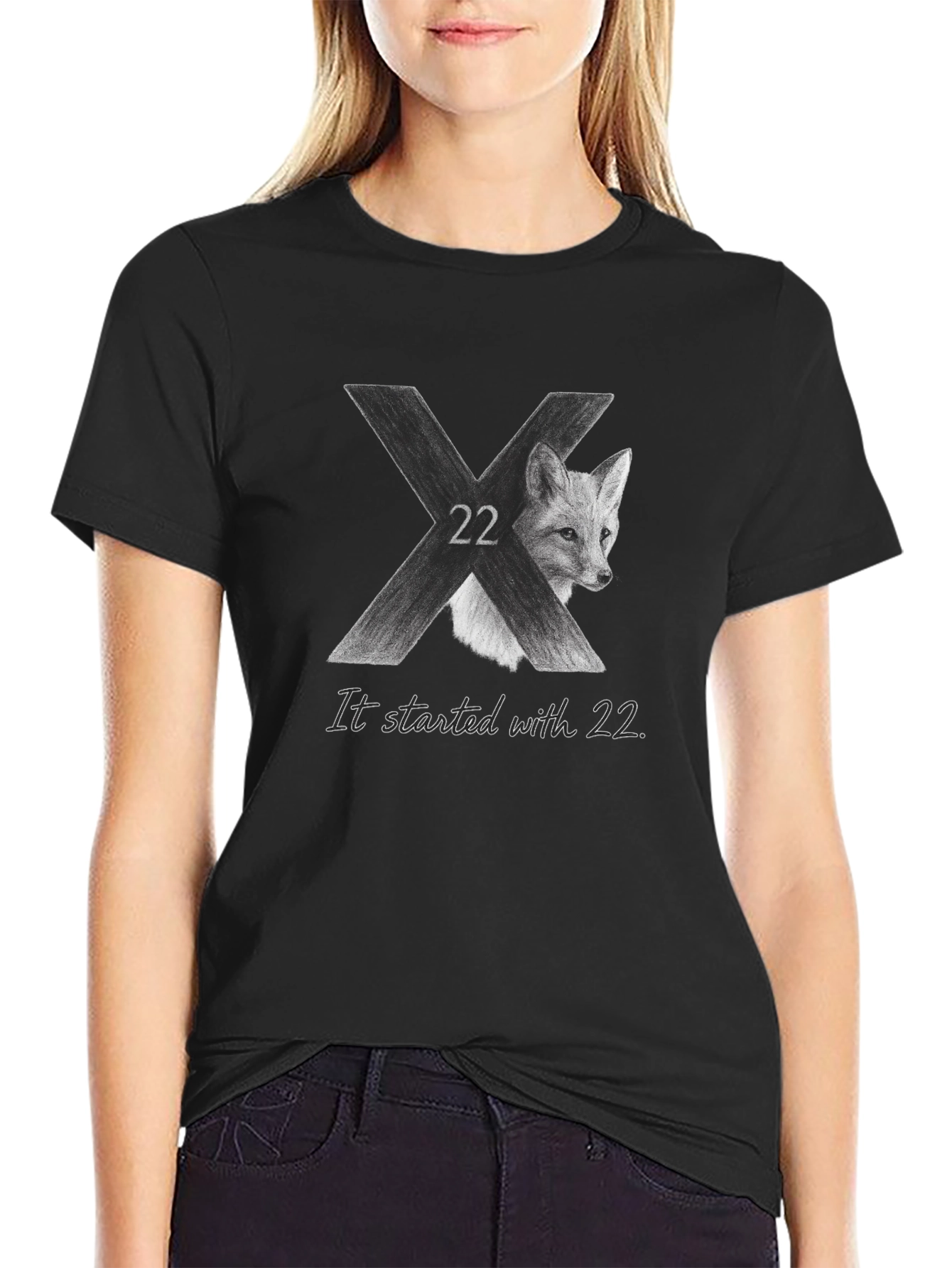 Fox 22 Black Graphic Tee