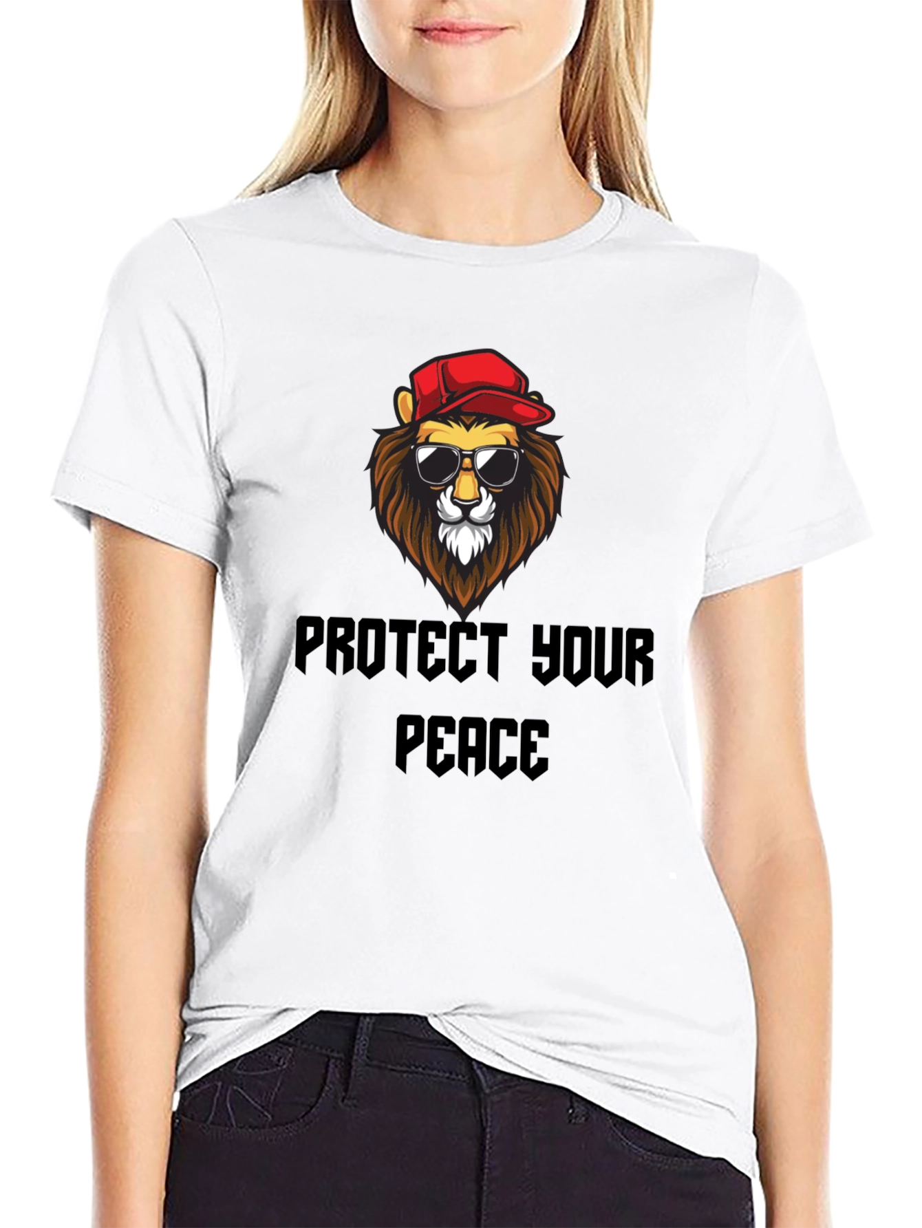 Protect Your Peace Lion Graphic Tee - Black