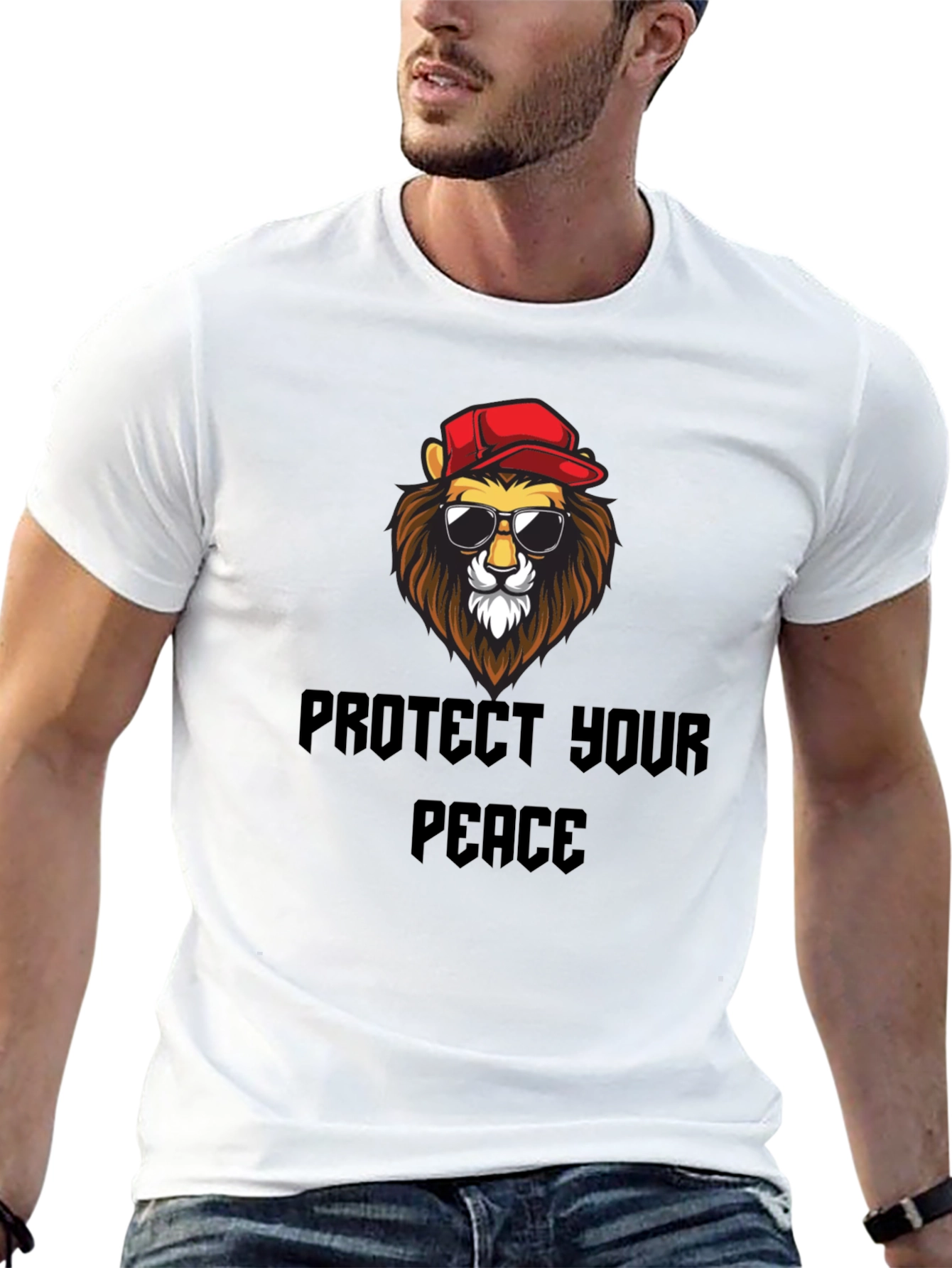 Protect Your Peace Lion Graphic Tee - Black