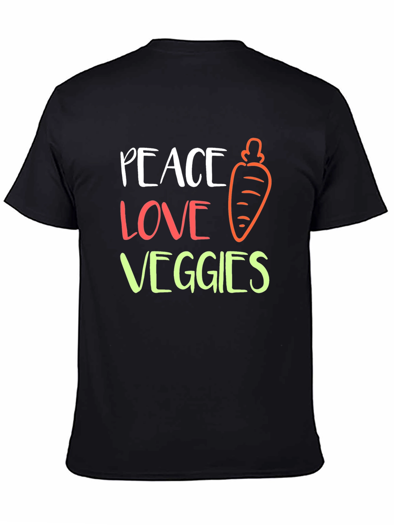 Peace Love Veggies Graphic T-Shirt - Unisex Black Tee