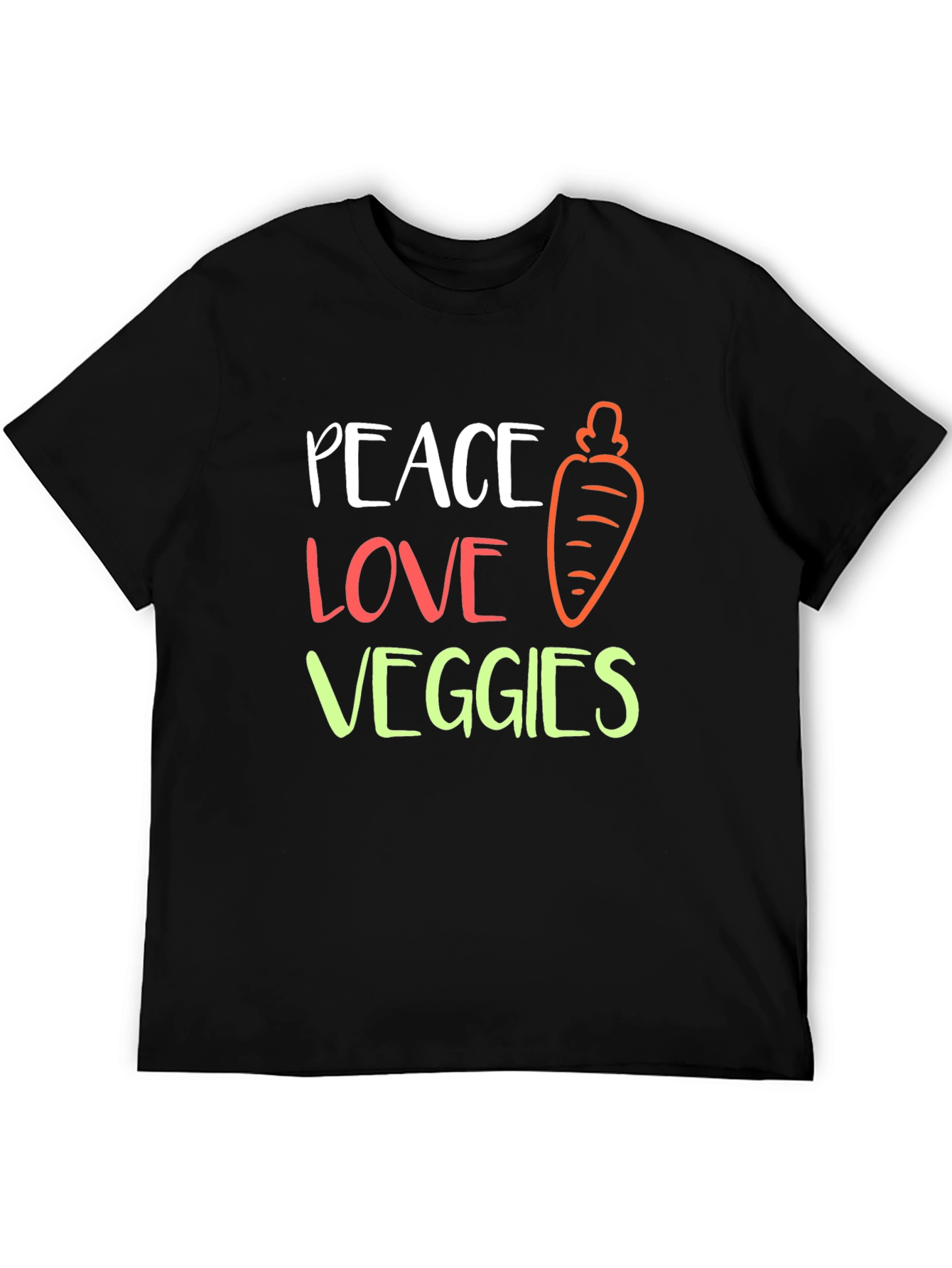 Peace Love Veggies Graphic T-Shirt - Unisex Black Tee