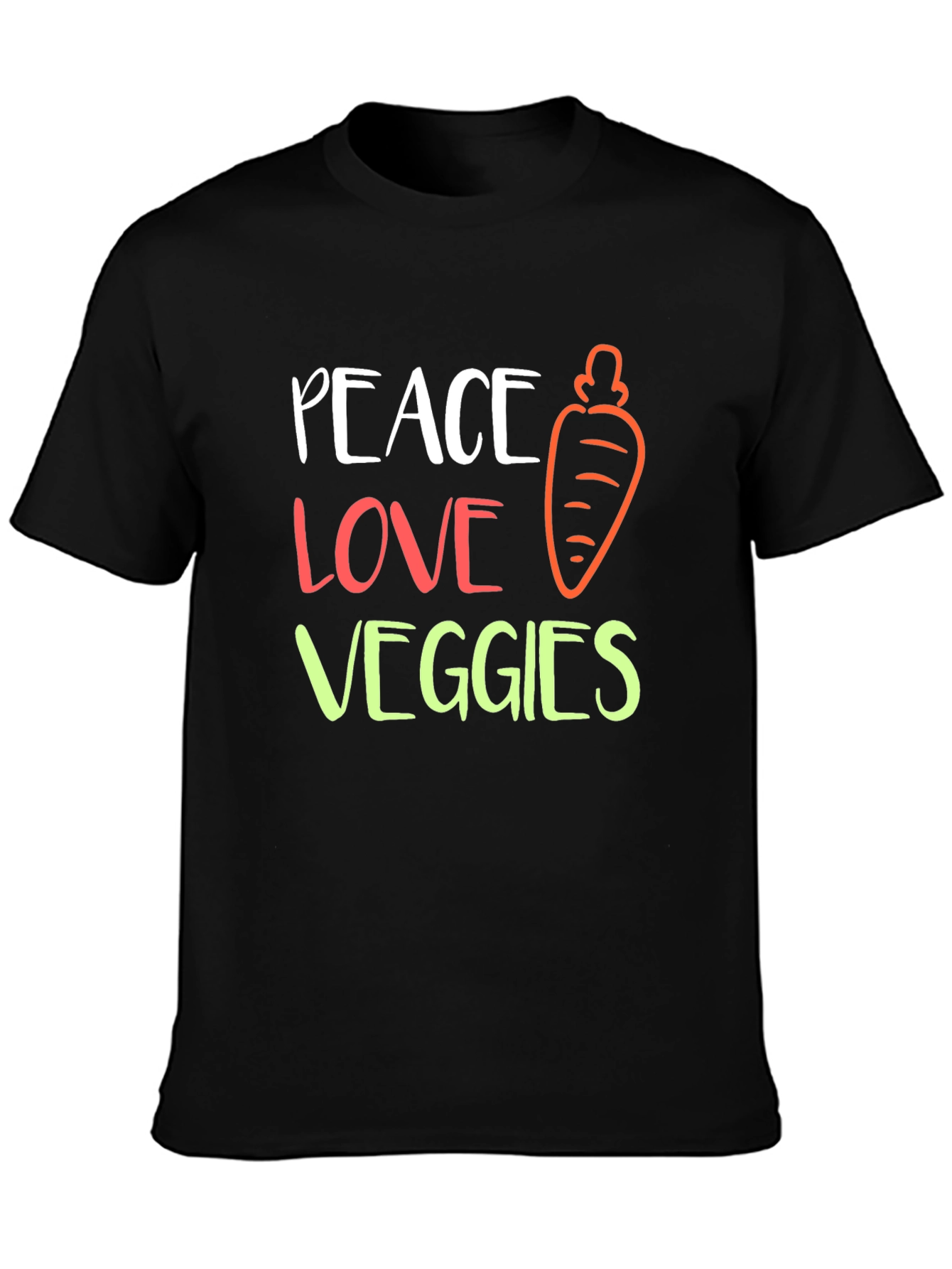 Peace Love Veggies Graphic T-Shirt - Unisex Black Tee