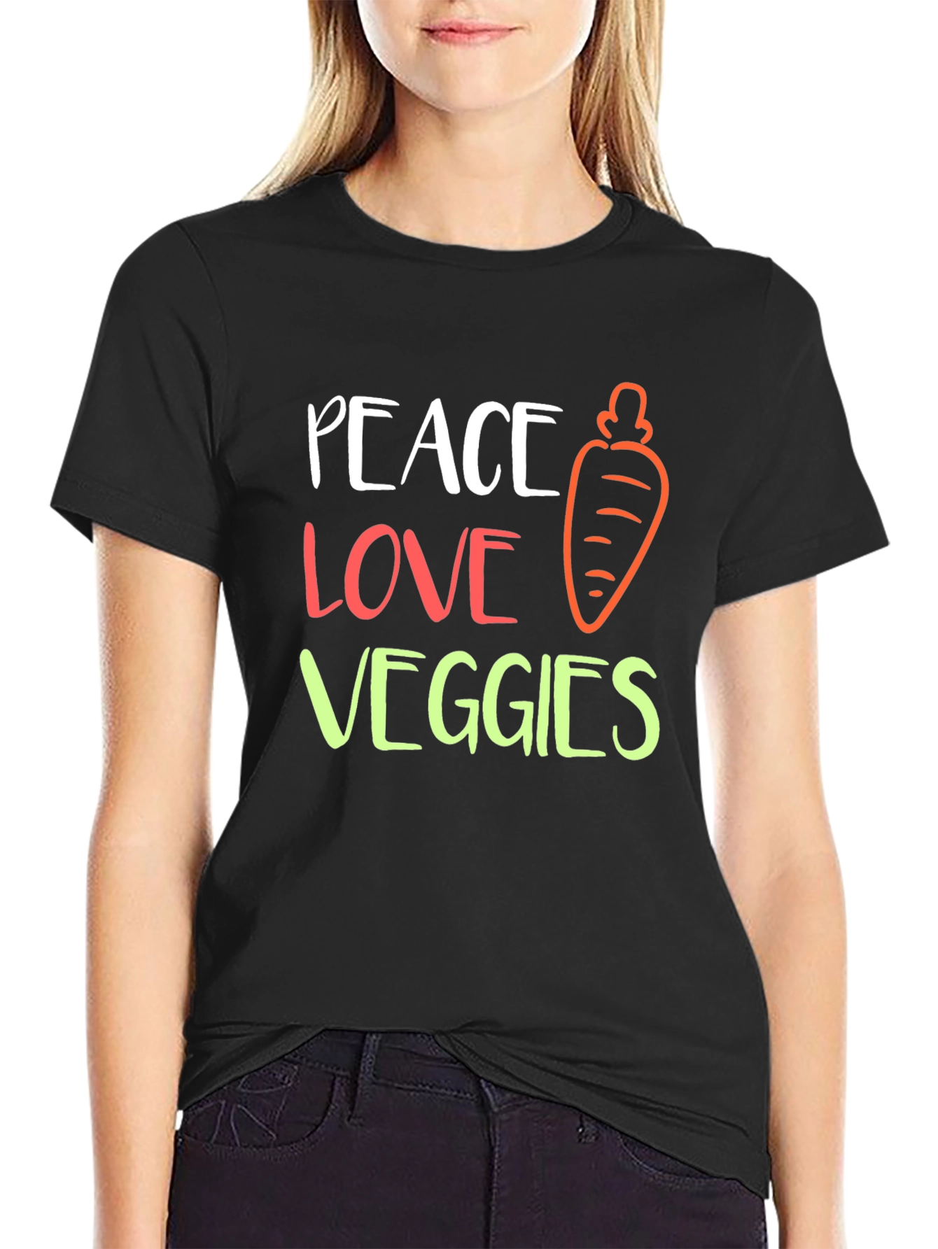 Peace Love Veggies Graphic T-Shirt - Unisex Black Tee