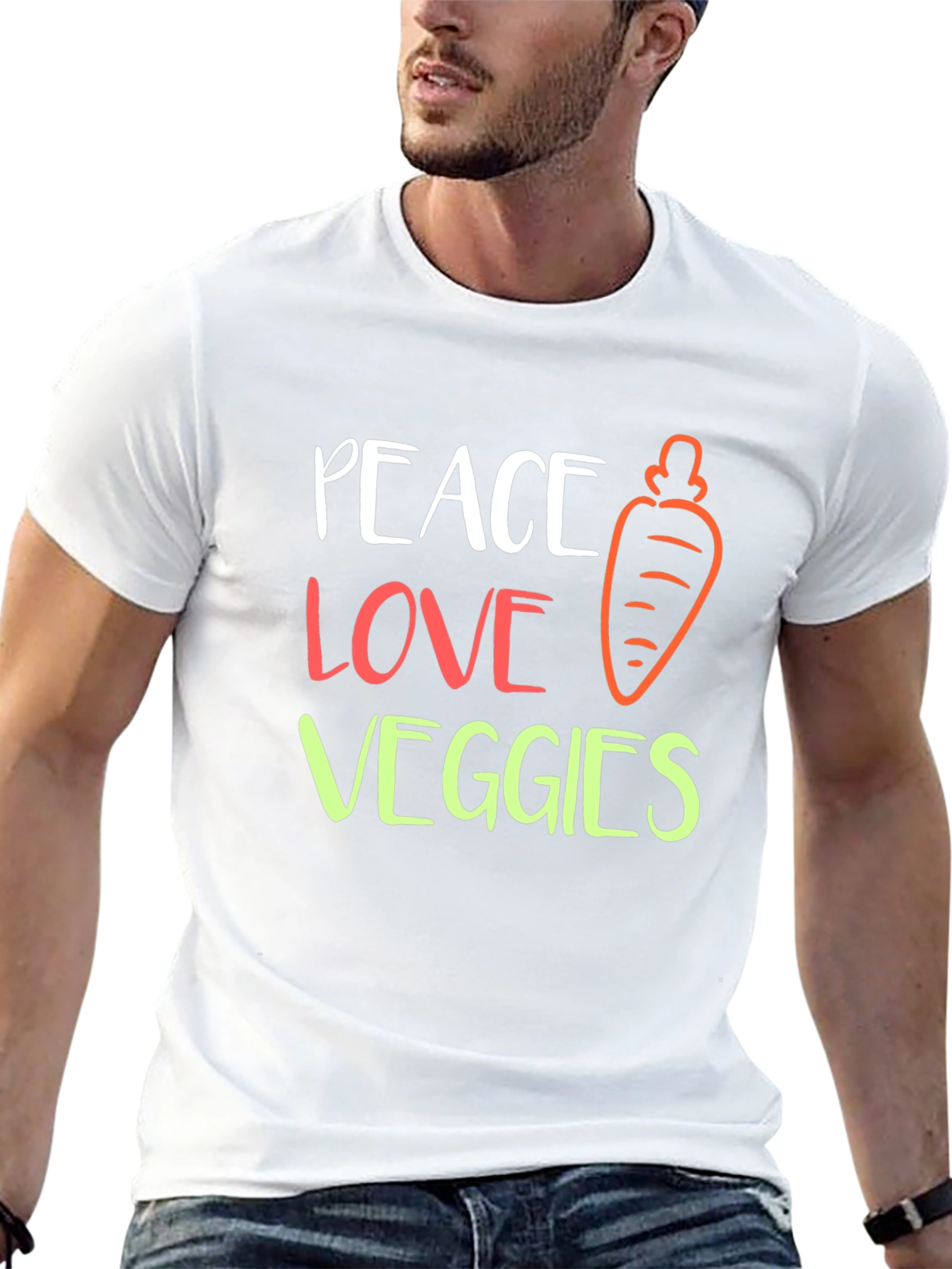 Peace Love Veggies Graphic T-Shirt - Unisex Black Tee