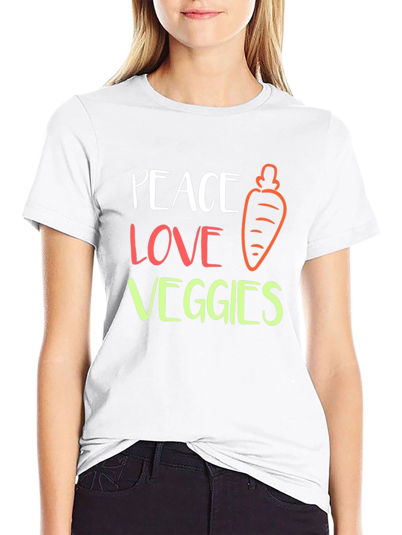 Peace Love Veggies Graphic T-Shirt - Unisex Black Tee