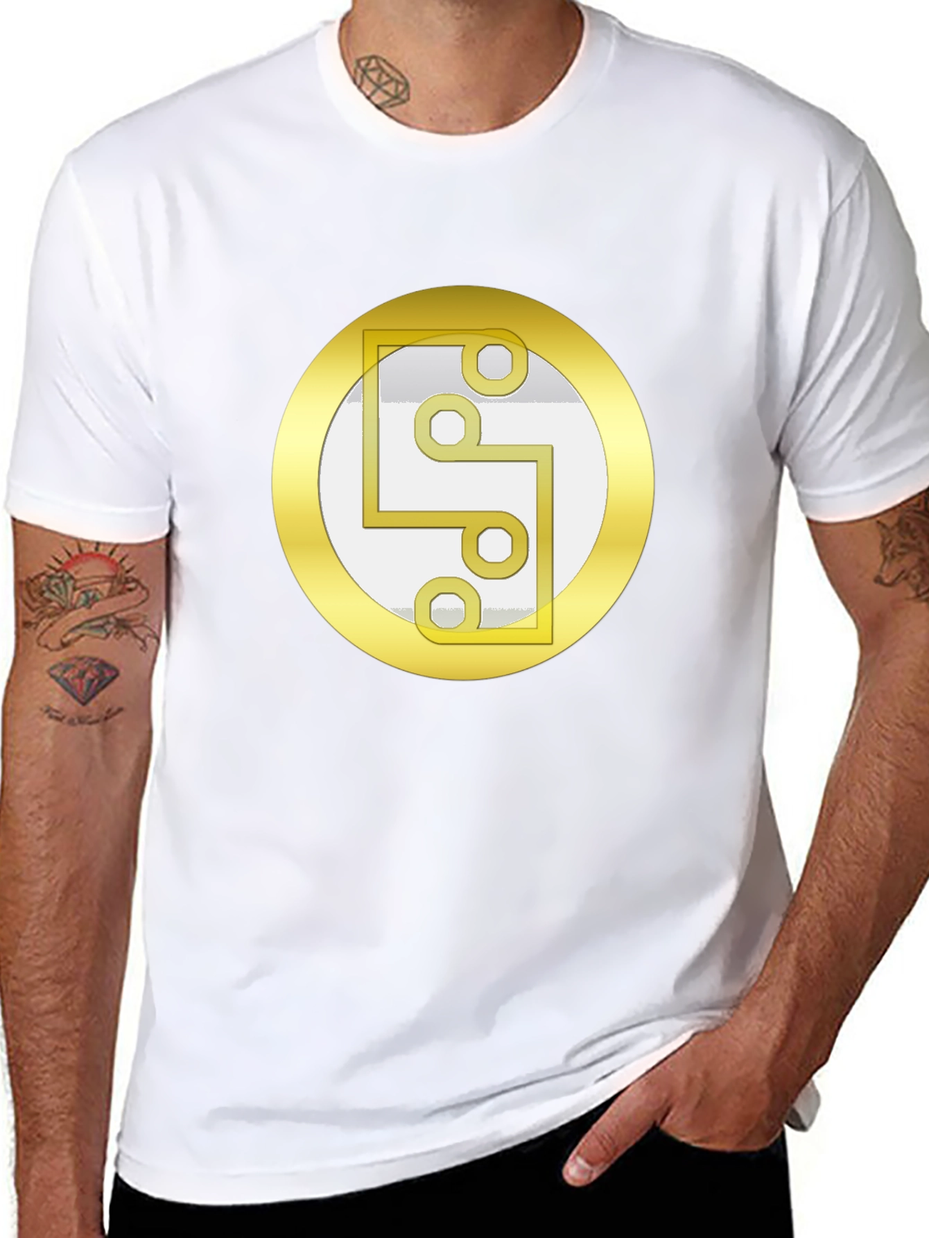 Geometric Circle Graphic Print Black T-Shirt